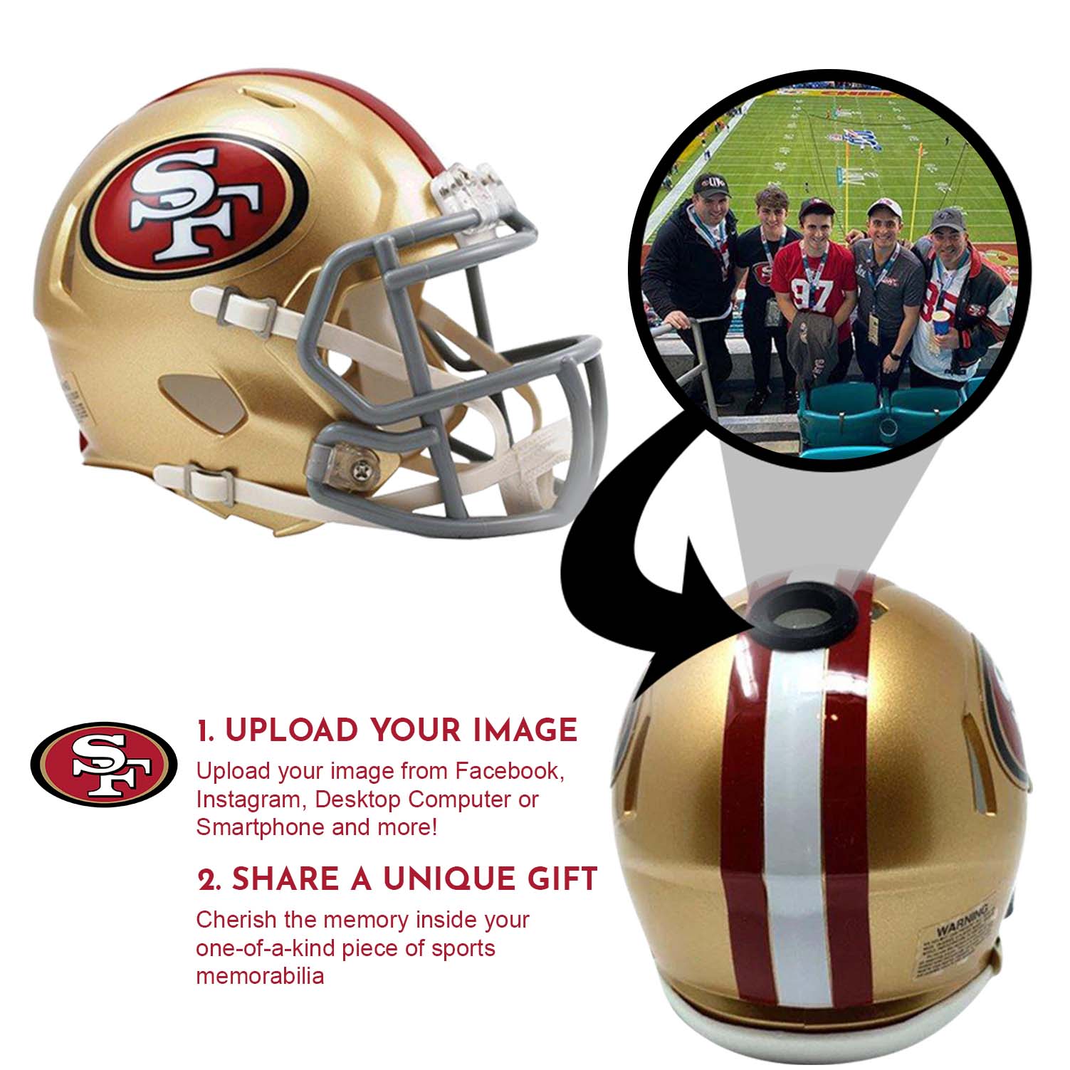 Official San Francisco 49ers NFL Mini Helmet - Collectible Football Display with Picture - Perfect for Sports Memorabilia Collections, Man Cave Decor, and NFL Fan Gifts
