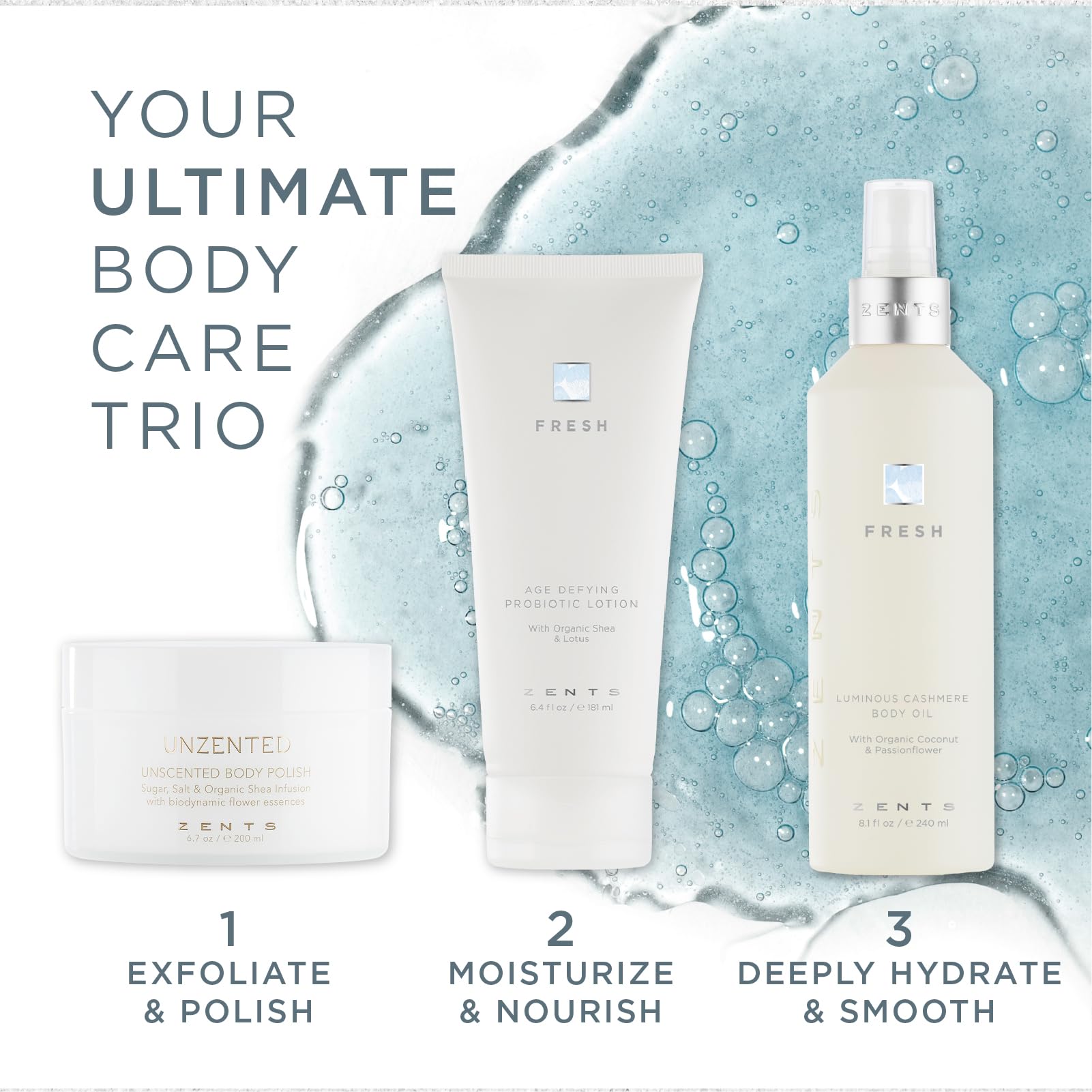 ZENTS Body Lotion & Cashmere Oil Set - Anti-Aging Probiotic Skincare with Organic Coconut Oil for Dry Skin - Hydrating, Moisturizing & Healing Duo for Soft, Nourished Skin - Perfect for Daily Skincare Routine & Spa-Like Self-Care