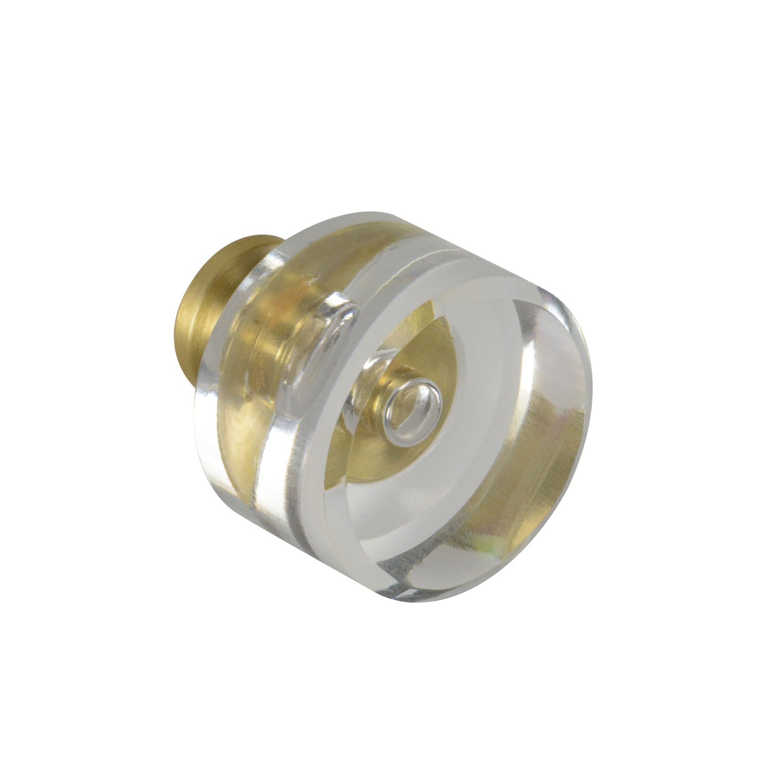 CKP #G-100 Elegant Glass Cabinet Knobs - 1-1/8 inch (29mm) Clear Glass with Satin Brass Base - 10 Pack - Perfect for Kitchen Cabinets, Dressers & Bathroom Vanities