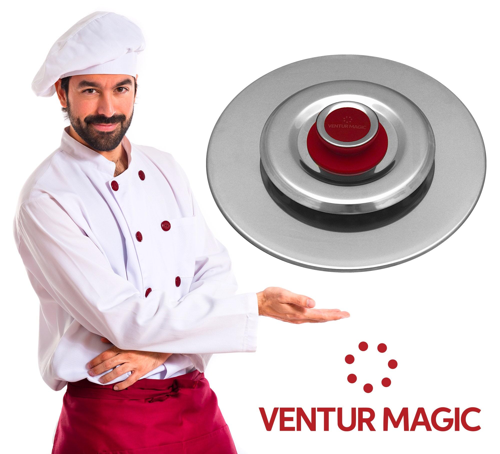 Stainless Steel Magic Vent Odor-Proof Lid 31cm - Red Bachelite Knob for Cookers & Pots - Perfect for Cooking, Steaming & Keeping Food Fresh
