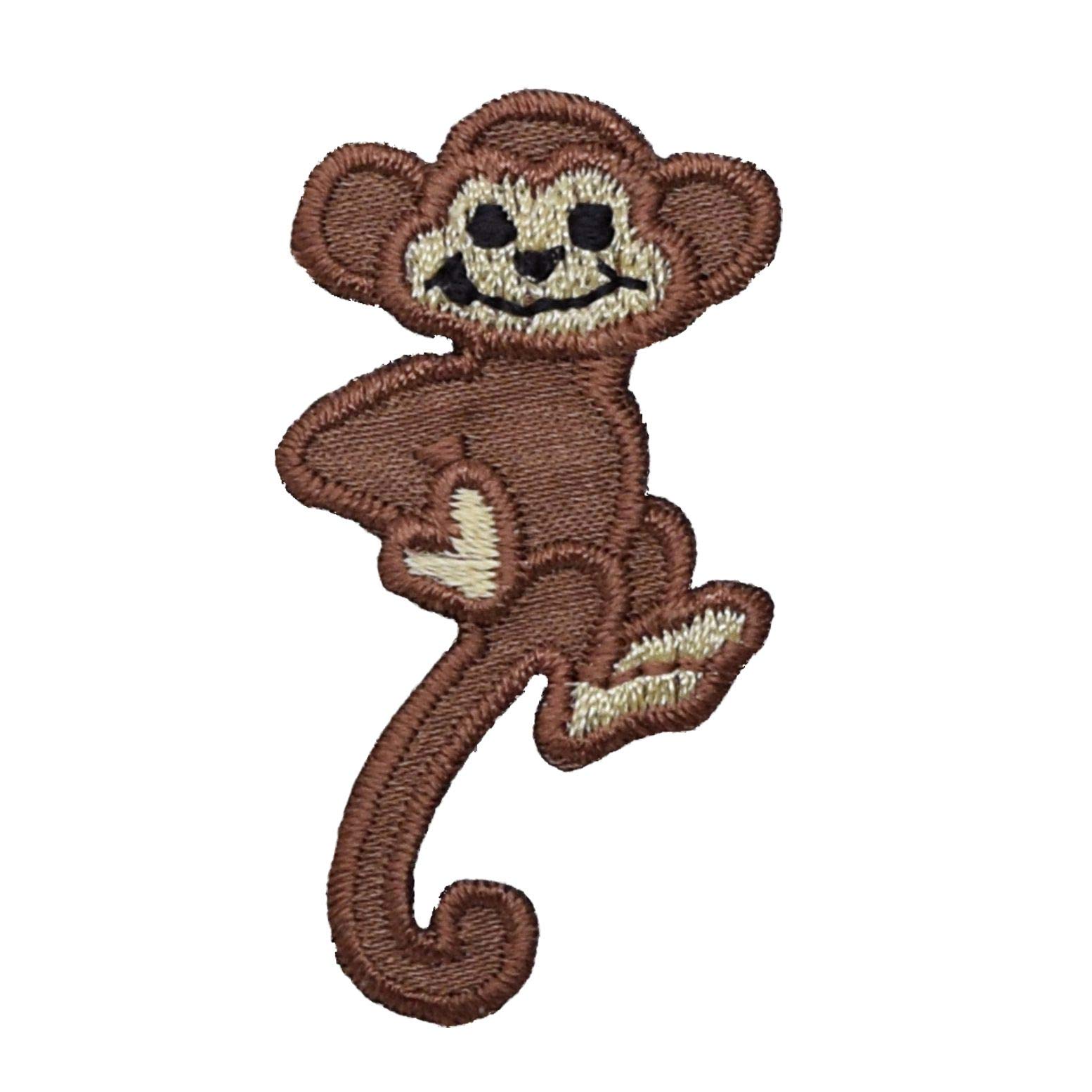 Mini/Small Monkey Iron On Embroidered Applique Patch for DIY Crafts, Jackets & Backpacks - Cute Tail Down Design for Sewing Projects