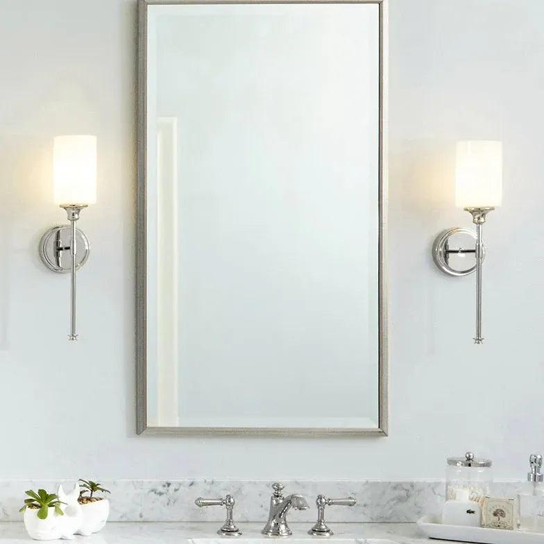 Frosted Glass Bathroom Wall Sconce Plug-in Light Fixture - Elegant Vanity Lighting for Powder Room, Spa & Bedroom Decor