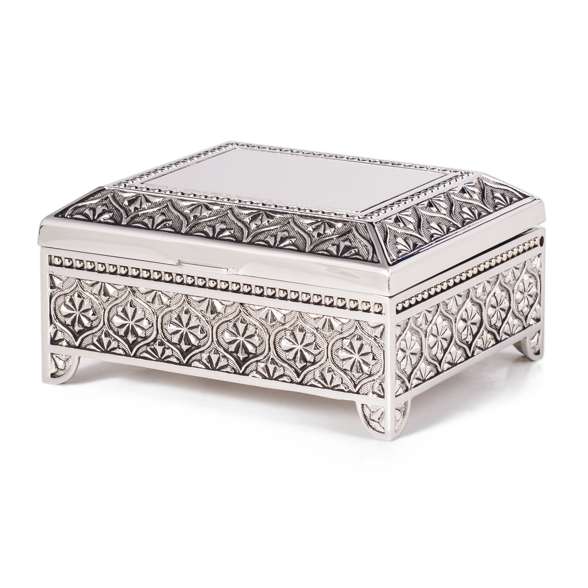 Antique Silver Square Jewelry Box - Elegant Gift Box for Necklaces, Rings & Bracelets - Perfect for Wedding, Anniversary & Valentine's Day Gifts