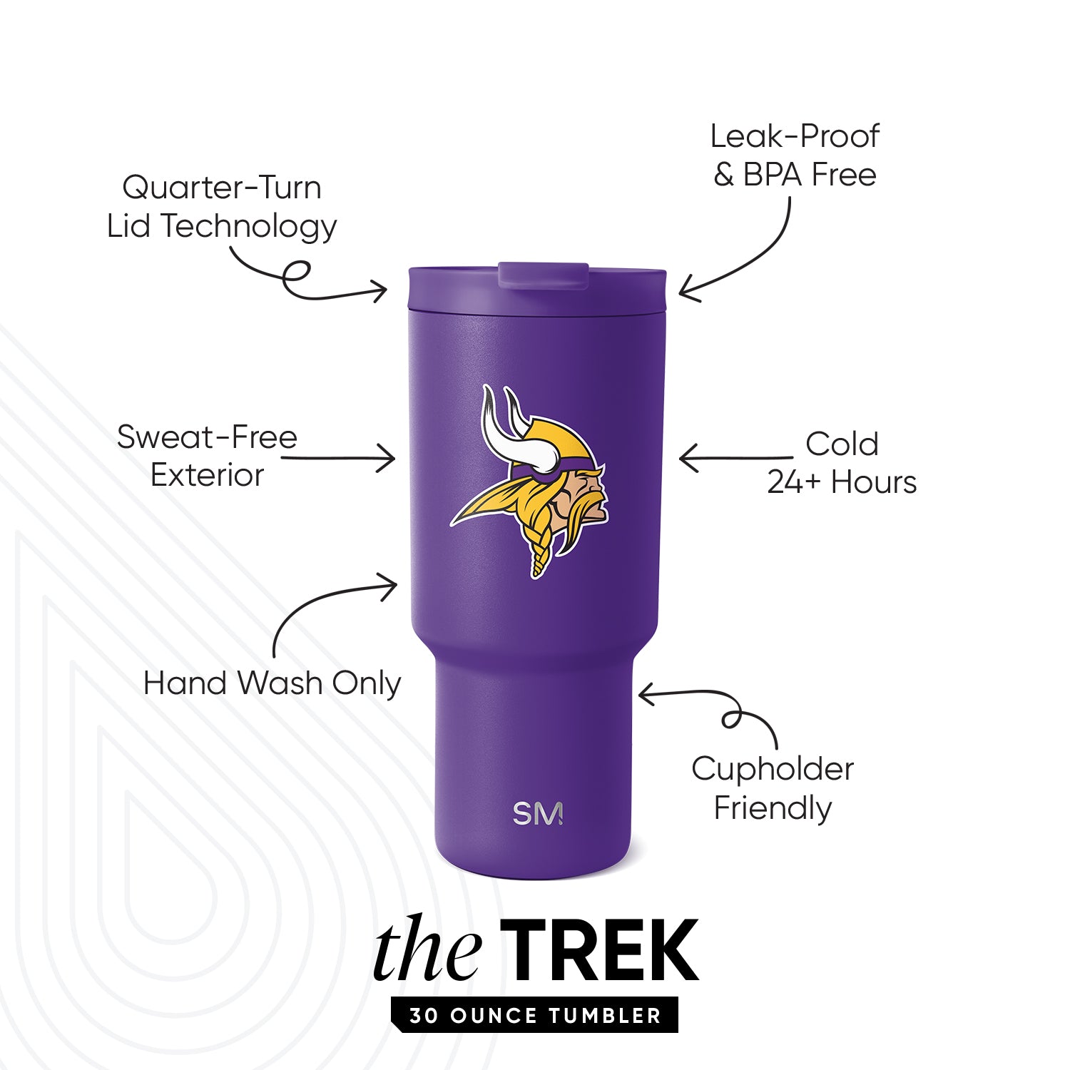 NFL Trek Tumbler 20oz Insulated Stainless Steel Water Bottle with Lid - Leakproof Travel Mug for Coffee & Tea - Perfect for Football Games, Camping & Outdoor Adventures