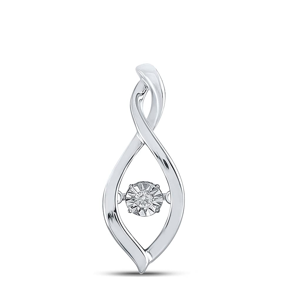 10K White Gold Women's Round Diamond Twinkle Solitaire Pendant Necklace 0.03 CTTW - Elegant Jewelry Gift for Anniversary, Birthday & Special Occasions