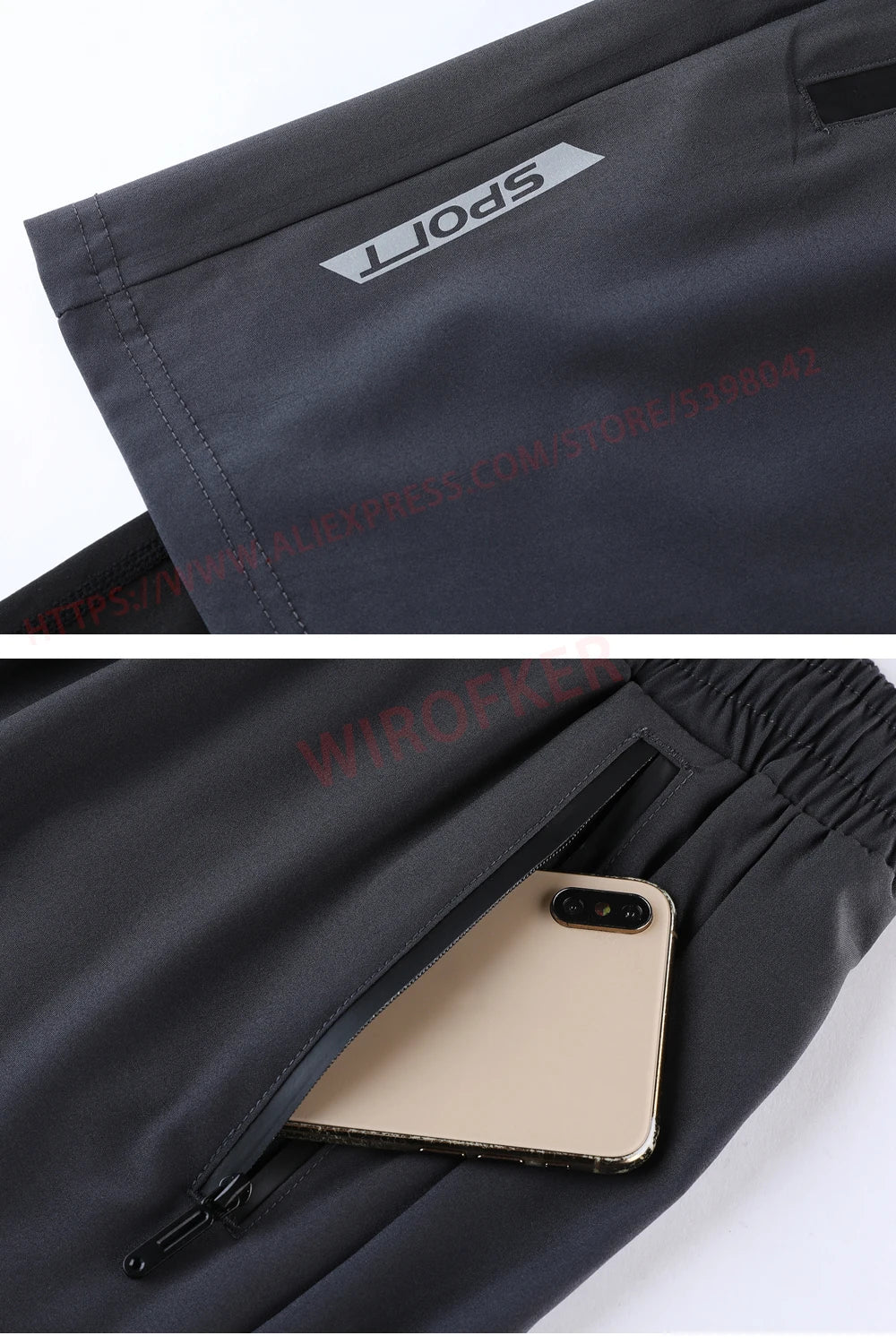 Men's 2-in-1 Running Pants with Pockets - Double Layer Training Leggings for Basketball, Fitness & Workout - Breathable Printed Sweatpants for Jogging, Gym & Outdoor Sports