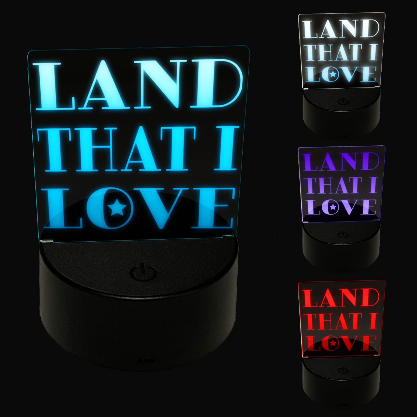 Sniggle Sloth 'Land That I Love' Patriotic USA 3D Illusion LED Night Light - Bedside Desk Lamp for Kids Room, Nursery & Home Decor