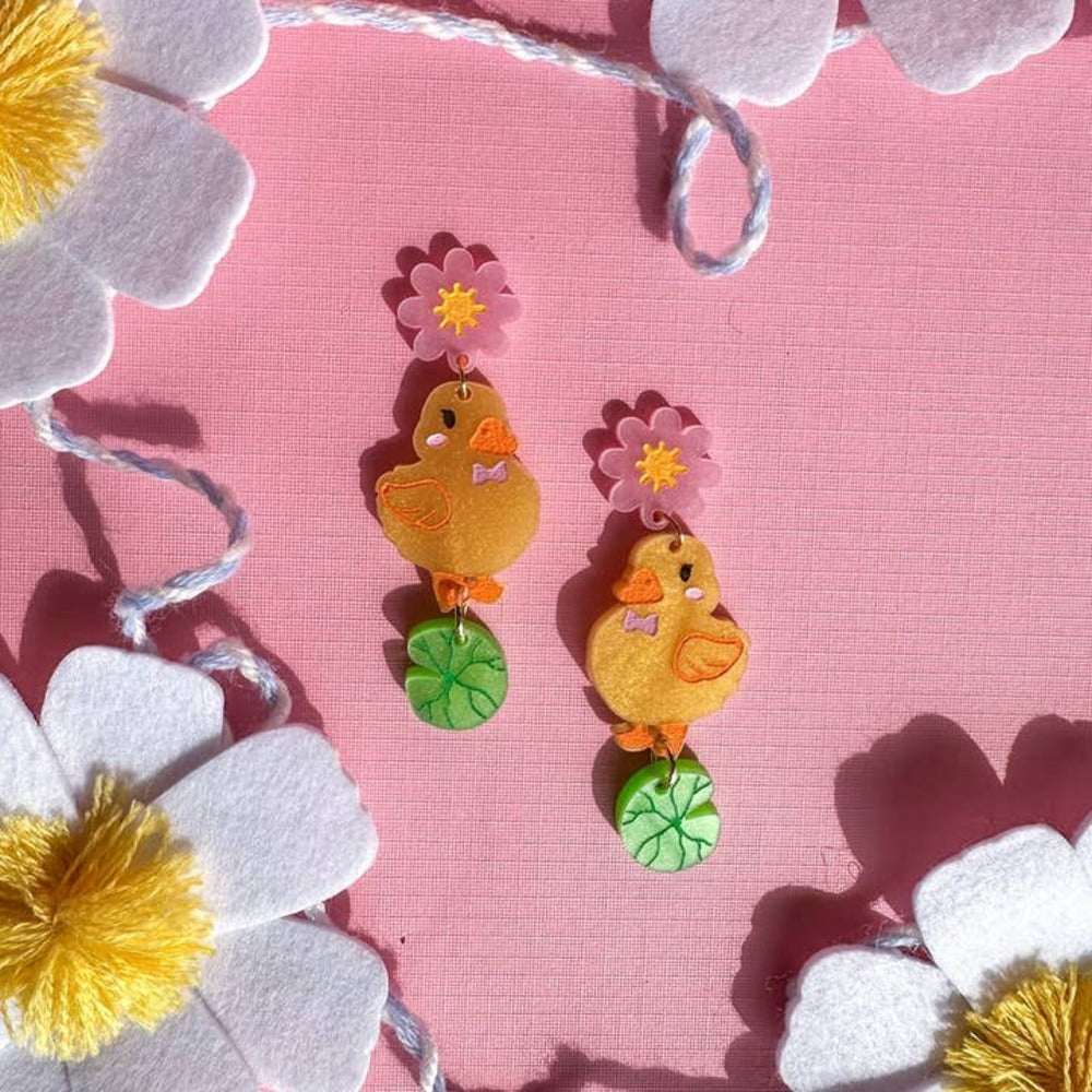 Buttercup Duck Acrylic Earrings - Cute Yellow Duckling Dangle Earrings for Women, Lightweight & Hypoallergenic - Perfect for Spring Outfits, Easter Gifts & Everyday Wear