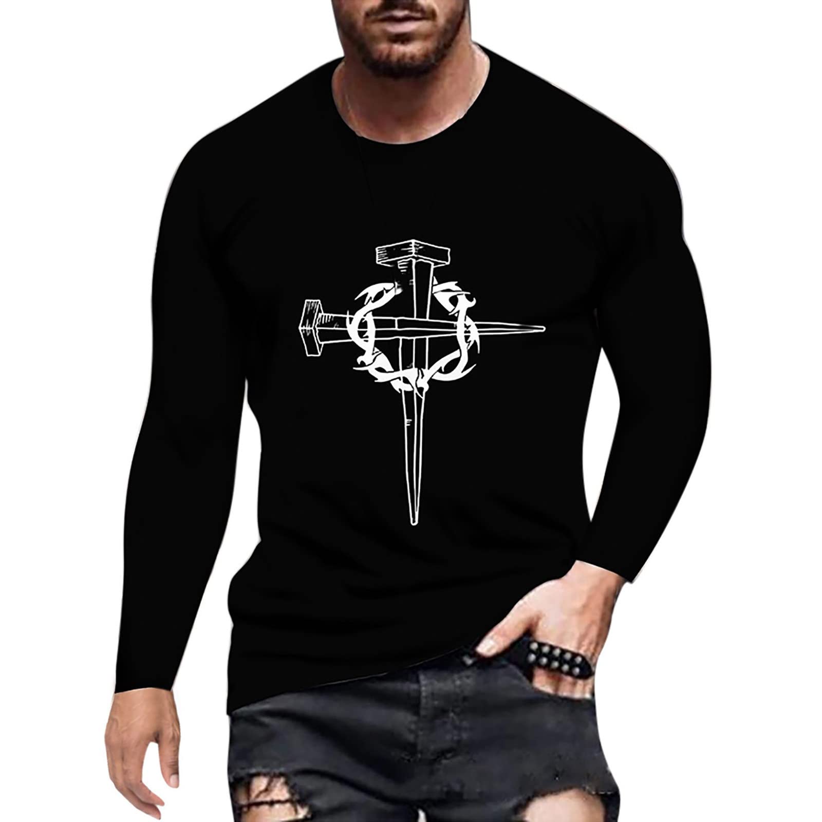 Men's Stylish Fall Pullover Shirts - Casual Solid Print Round Neck Slub Dress Shirts with Ties - Perfect for Office, Date Night & Autumn Outfits