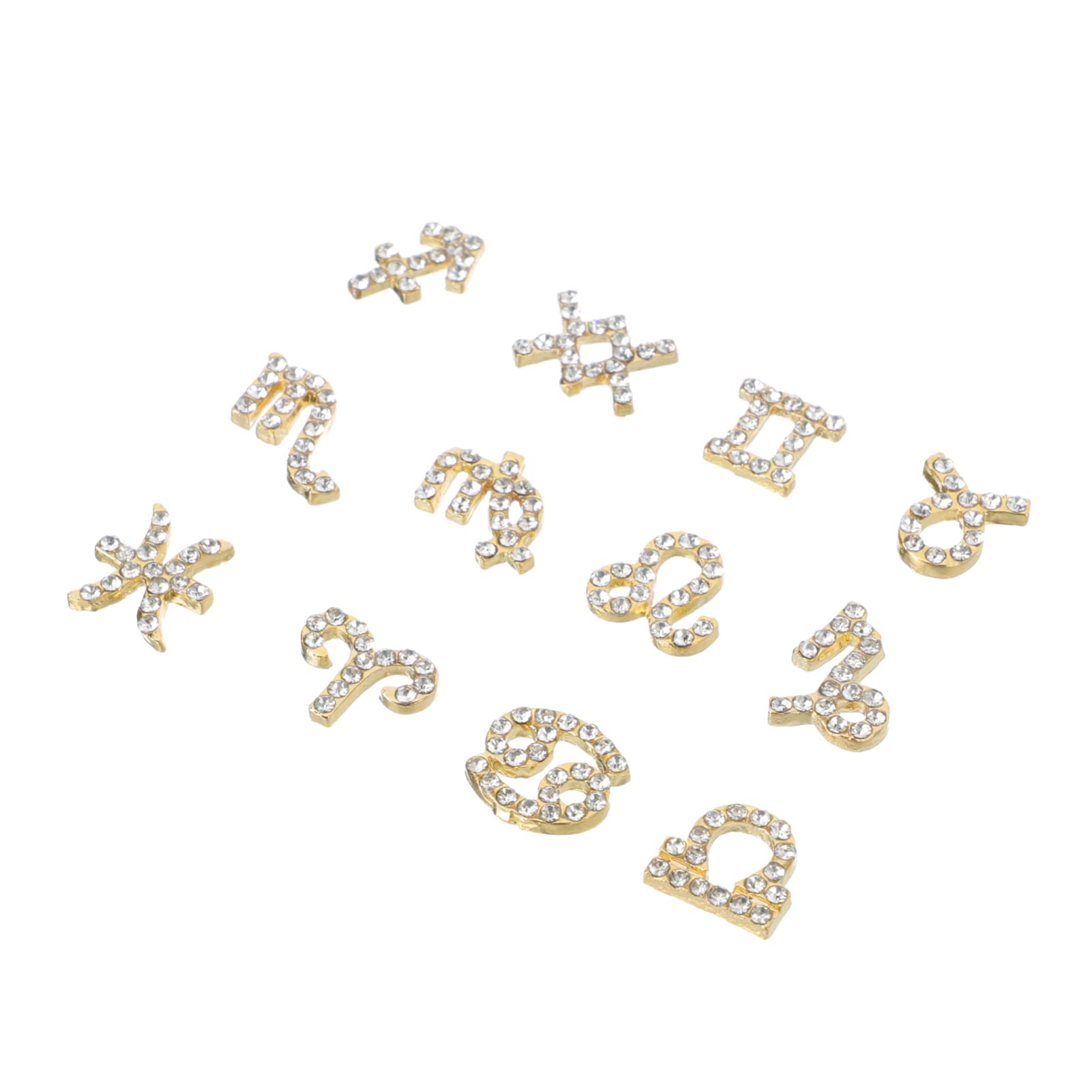 Lurrose Zodiac Nail Charms - 12pcs Constellation Rhinestone Nail Art Decor for DIY Crafts, Manicure & Nail Art Accessories | Perfect for Birthday Gifts, Party Nail Designs & Home Decor