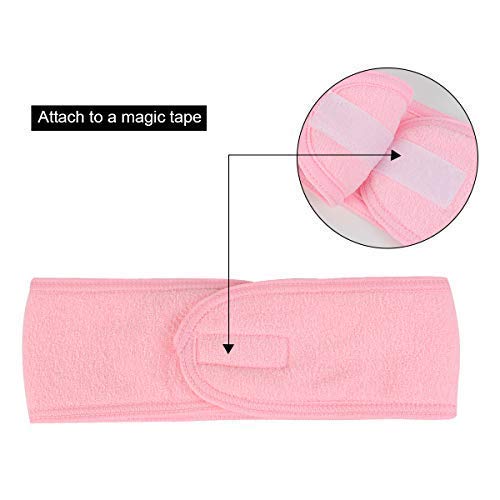 3 Pack Adjustable Terry Cloth Spa Headbands for Women - Soft Stretchable Bath & Shower Head Wrap with Magic Tape - Perfect for Skincare, Makeup, Hair Washing & Sports Activities