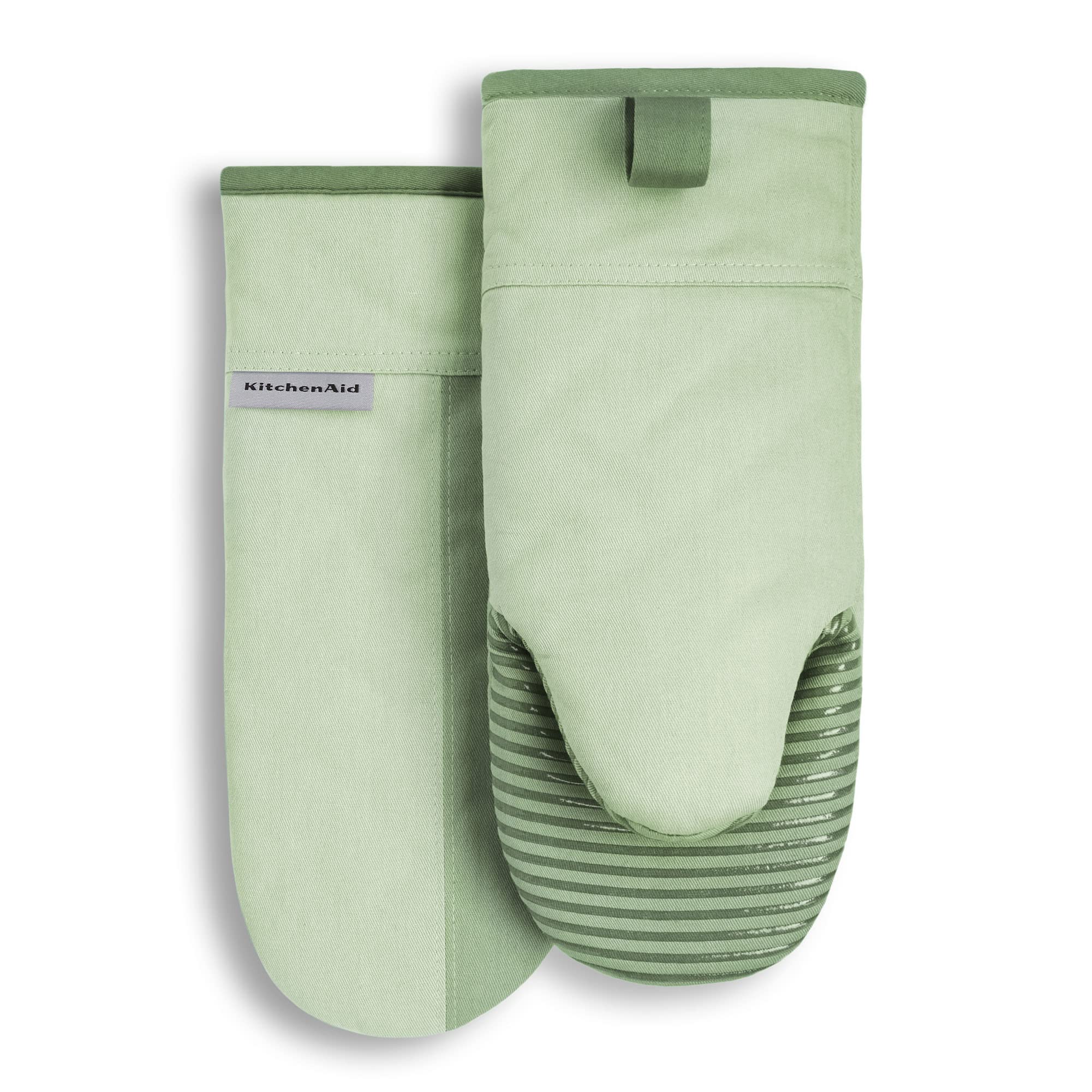 **KitchenAid Beacon Two-Tone Non-Slip Oven Mitt Set – Pistachio/Graphite Green, 5.75