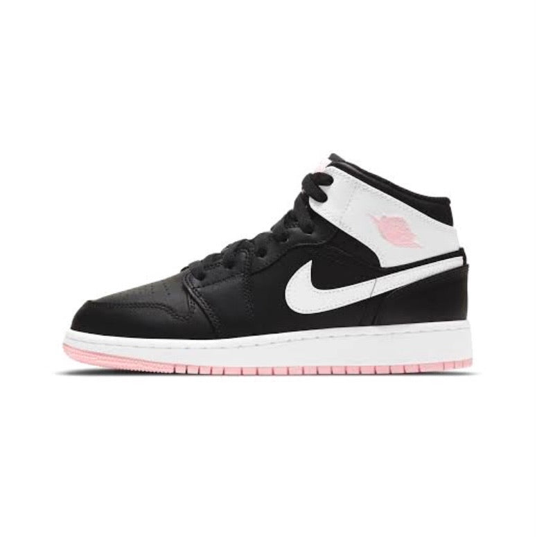 Air Jordan 1 Mid GS Sneakers for Women - Arctic Pink & Black Basketball Shoes | Perfect for Casual Wear, Street Fashion & Court Performance