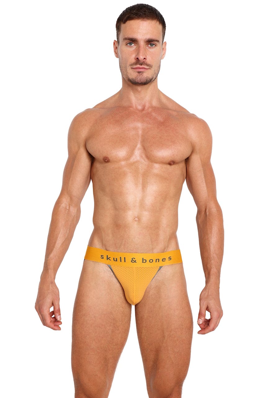High-Performance Orange Mesh Jockstrap for Men - Breathable & Supportive Athletic Underwear for Running, Gym & Sports