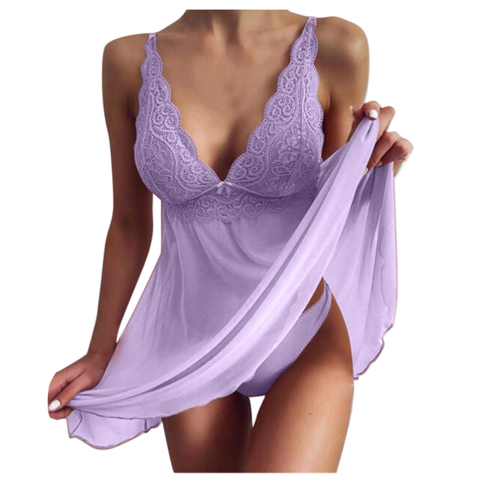 Sexy Lace Underwear Set - Transparent Lingerie Pajama Dress with Suspenders for Women | Romantic Nightwear & Boudoir Outfits