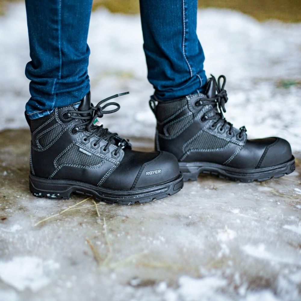 Royer Agility Arctic Grip 5608AG Men's Waterproof Composite Toe Work Boots - Black | Slip Resistant & Insulated for Construction, Warehouse & Outdoor Winter Work