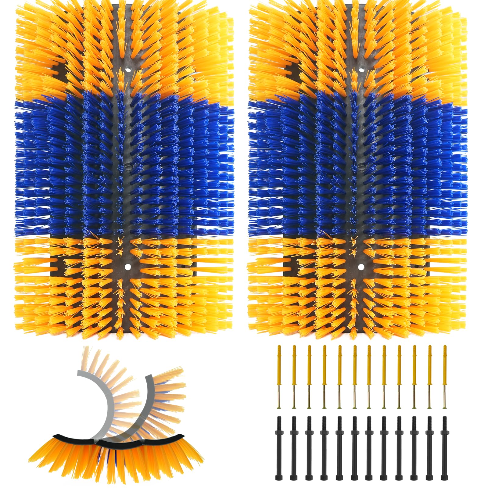 Upgraded Livestock Scratching Brush - Large Anti-Itch Massage Grooming Tool for Horses, Goats, Cattle, Cows, Sheep & Pigs (2-Pack) with 12 Screws | Perfect for Barns, Stables & Pasture Comfort