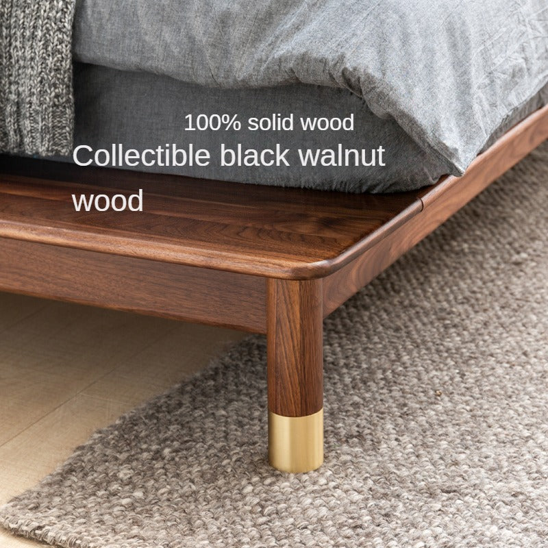 Premium Black Walnut Solid Wood Bed Frame - Luxury Multifunctional Soft Bed for Master Bedroom & Guest Room - Modern & Stylish Home Furniture