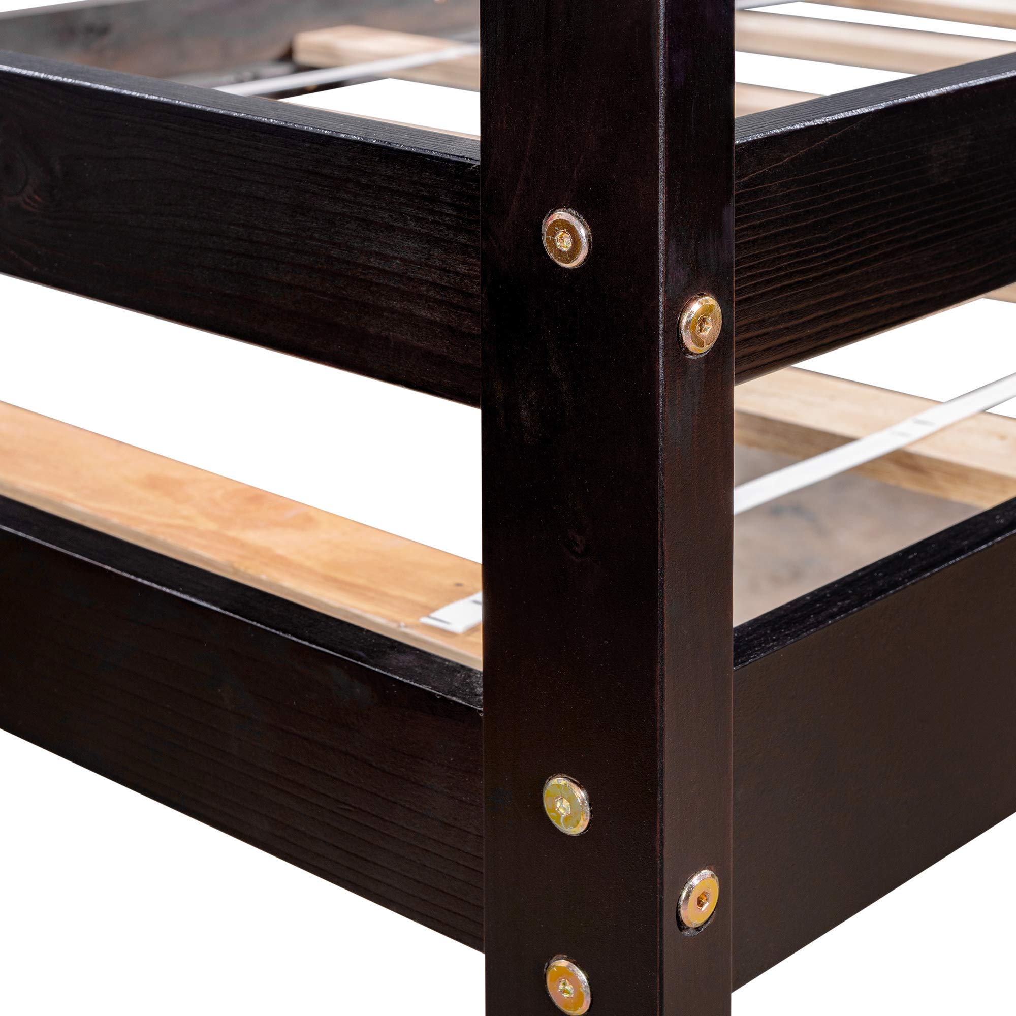 Solid Wood Twin Size Loft Bed with Cabinet & Rolling Desk - Kids & Teens Study Bedroom Furniture (Espresso) - Perfect for Small Spaces, Dorm Rooms & Shared Kids' Bedrooms