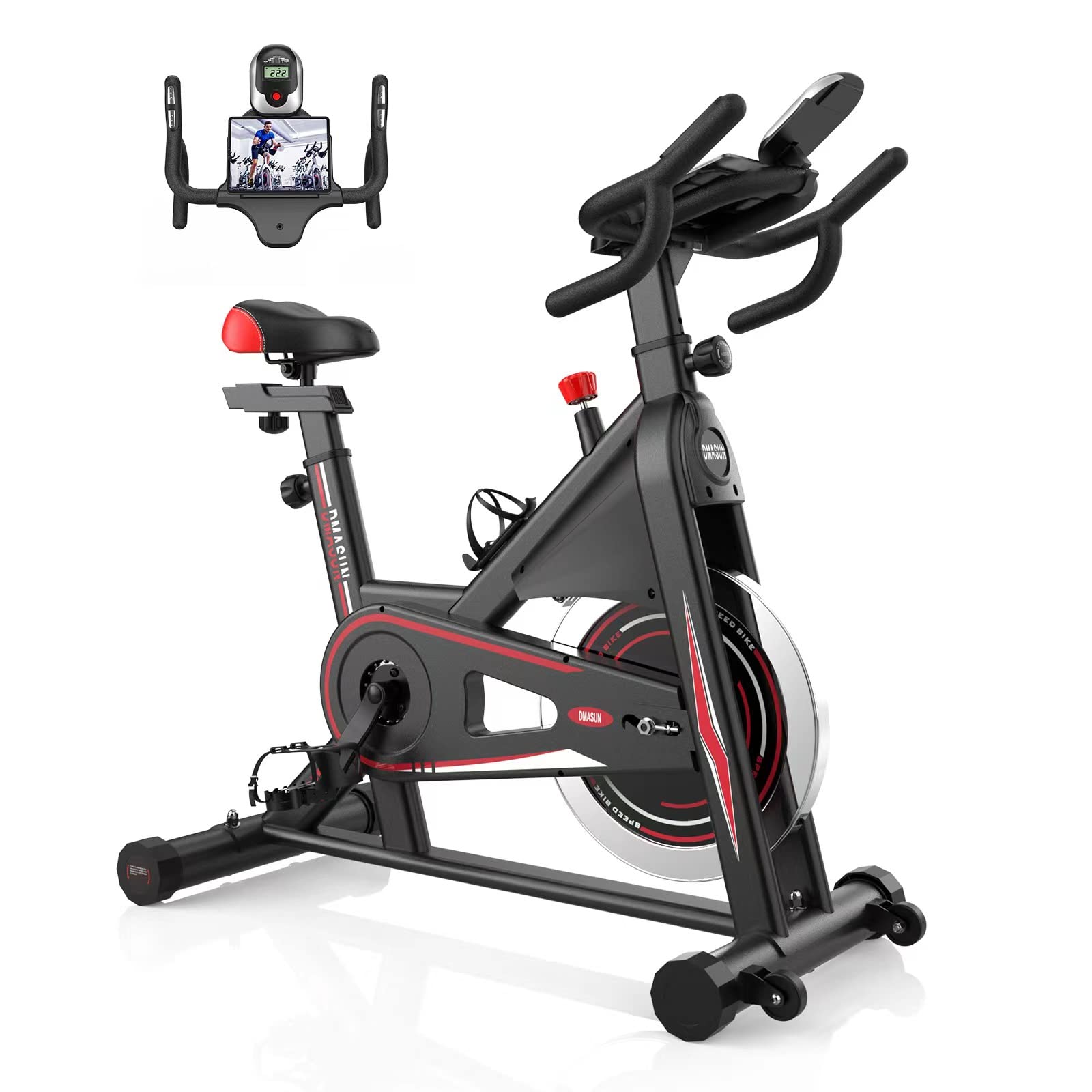 DMASUN Pro Magnetic Resistance Indoor Cycling Bike - 330/350Lbs Weight Capacity, Comfortable Seat Cushion, Multi-Grip Handlebar & Heavy Flywheel - Perfect for Home Gym, Cardio Workouts & Weight Loss Training