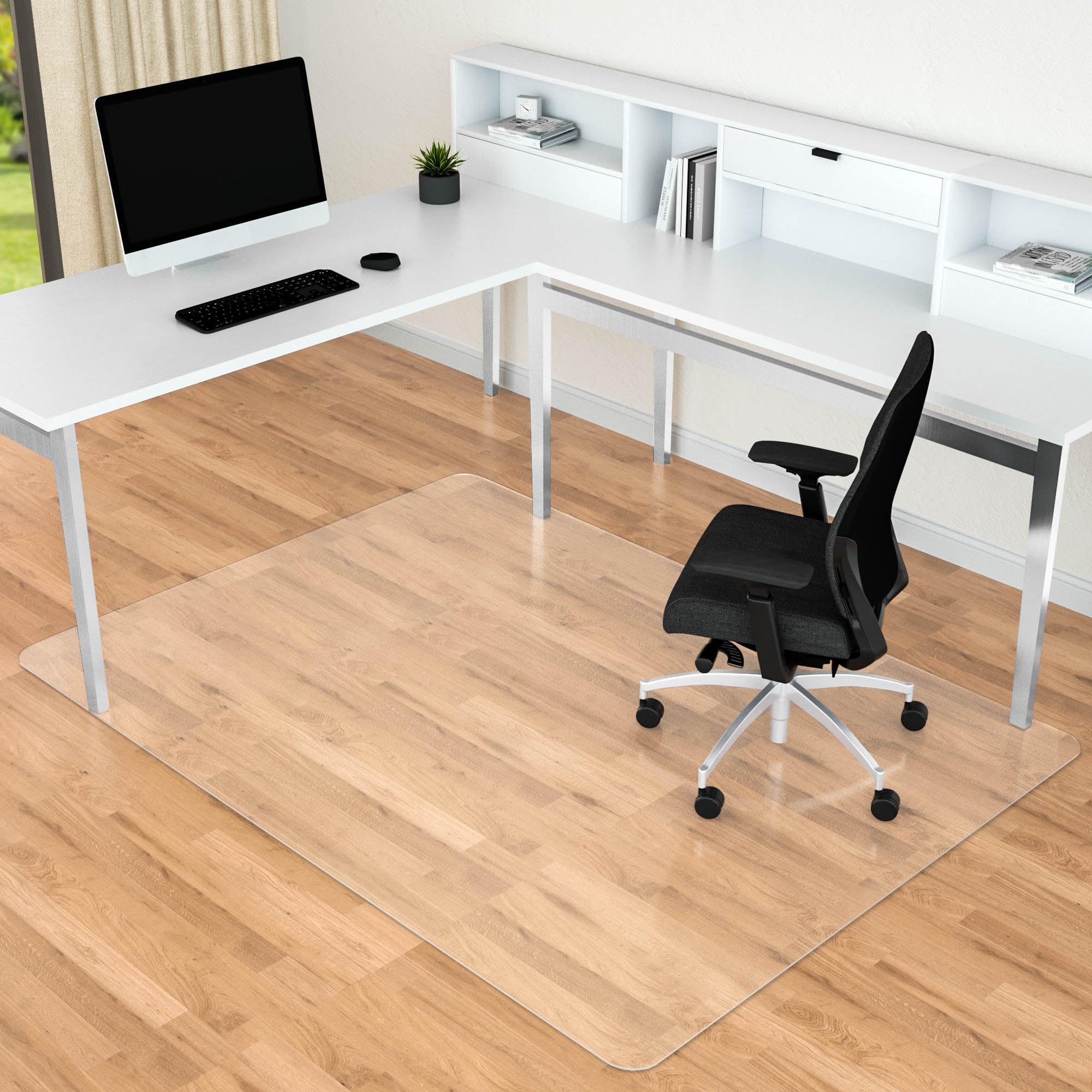 46” x 72” Clear Office Chair Mat for Hardwood Floors - Heavy Duty Floor Protector with Easy Rolling & Cleaning | Perfect for Home Office, Study Room & Workspace (Rectangle)