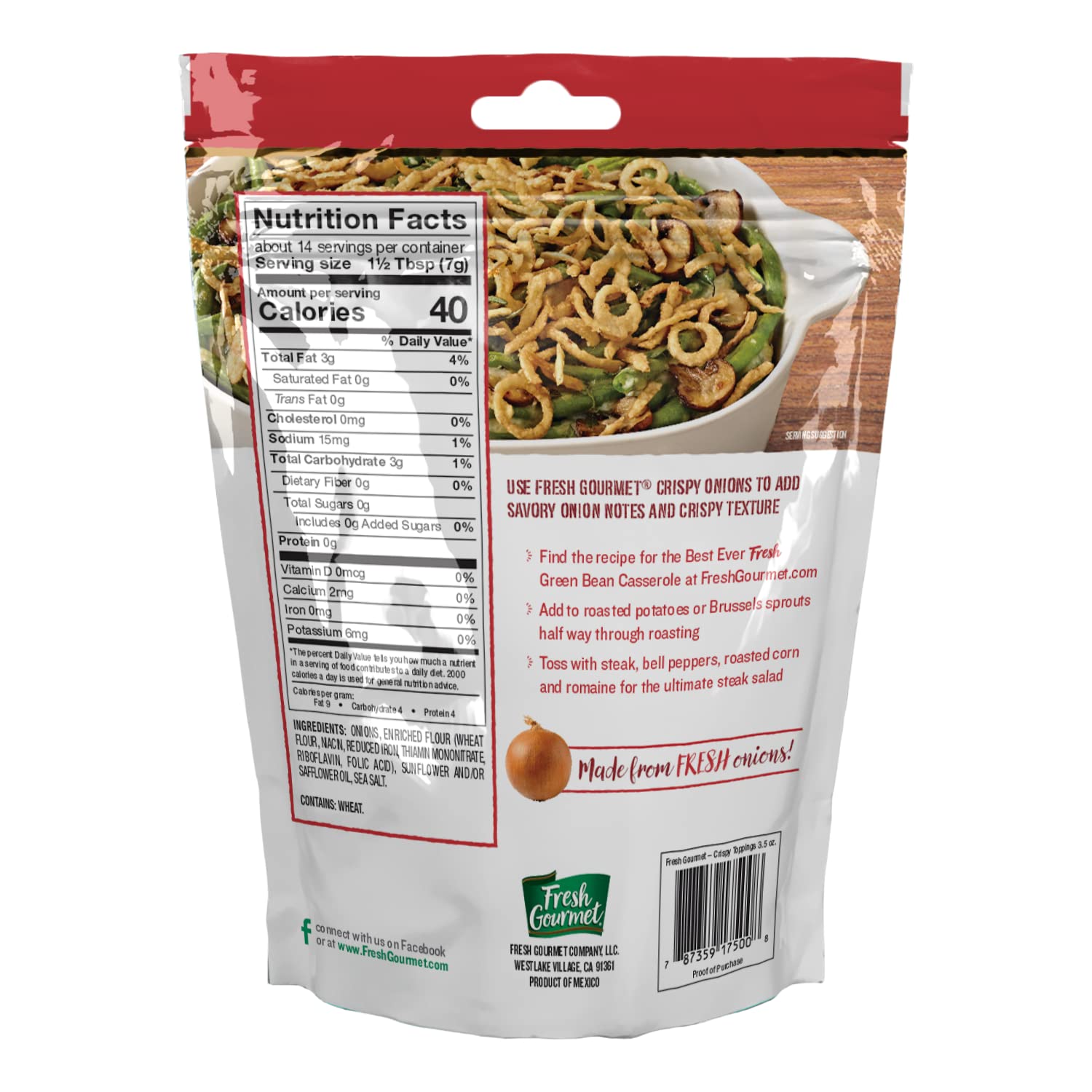 Fresh Gourmet Lightly Salted Crispy Onions - 3.5oz (Pack of 6) | Low Carb Keto-Friendly Crunchy Topping | Perfect for Salads, Soups, Burgers & Casseroles | Gluten-Free Snack & Food Garnish