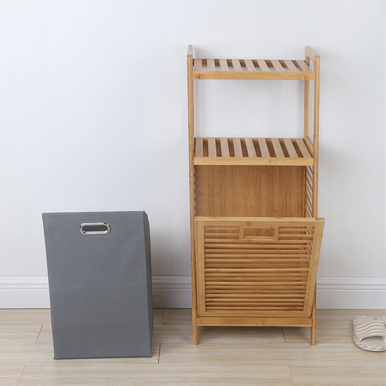 Eco-Friendly Bamboo Laundry Basket with Storage Shelf - Multi-Purpose Closet Organizer, Toy Storage Bin & Hamper for Dorm, Bedroom & Laundry Room - Perfect for Home Organization & Space Saving