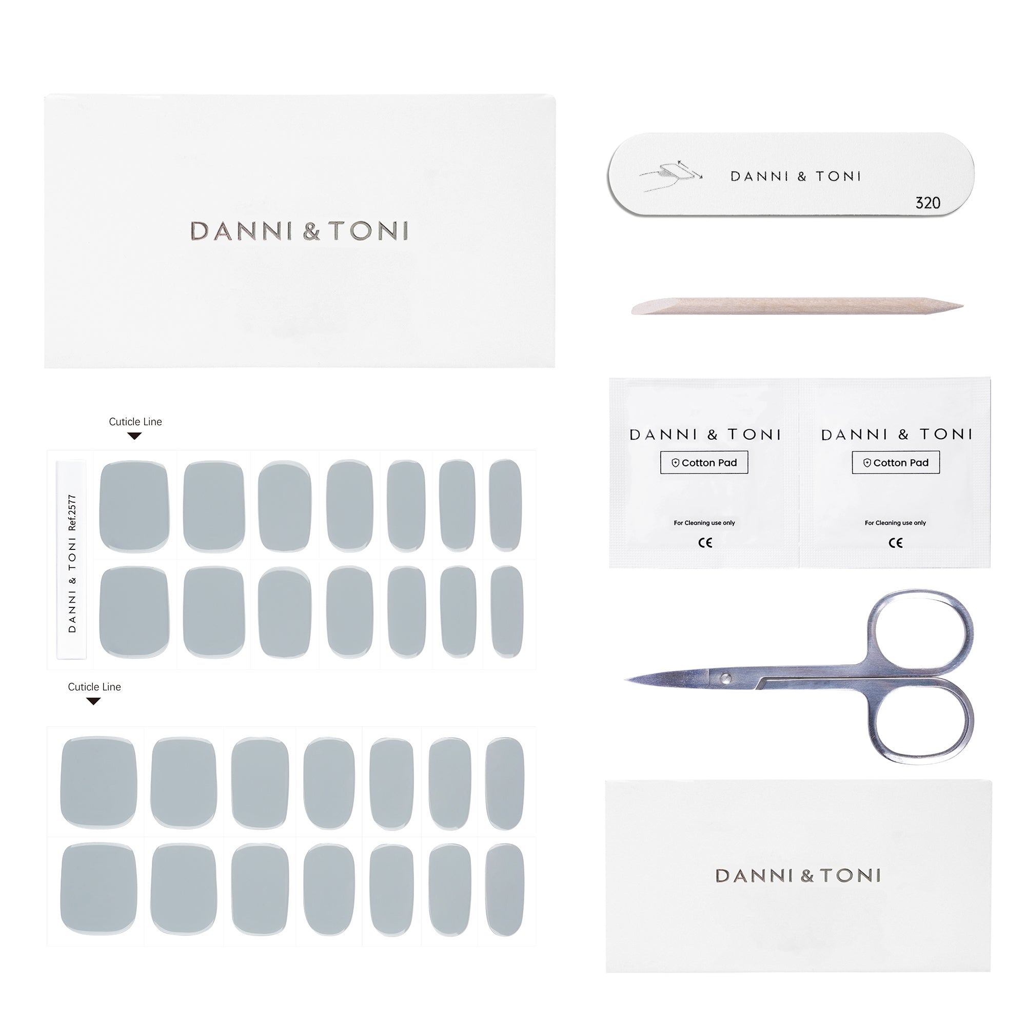 Premium Semi Cured Gel Nail Strips - Sleek Silver Mist & Slate Design | Long-Lasting DIY Manicure Kit for Home, Salon & Special Occasions