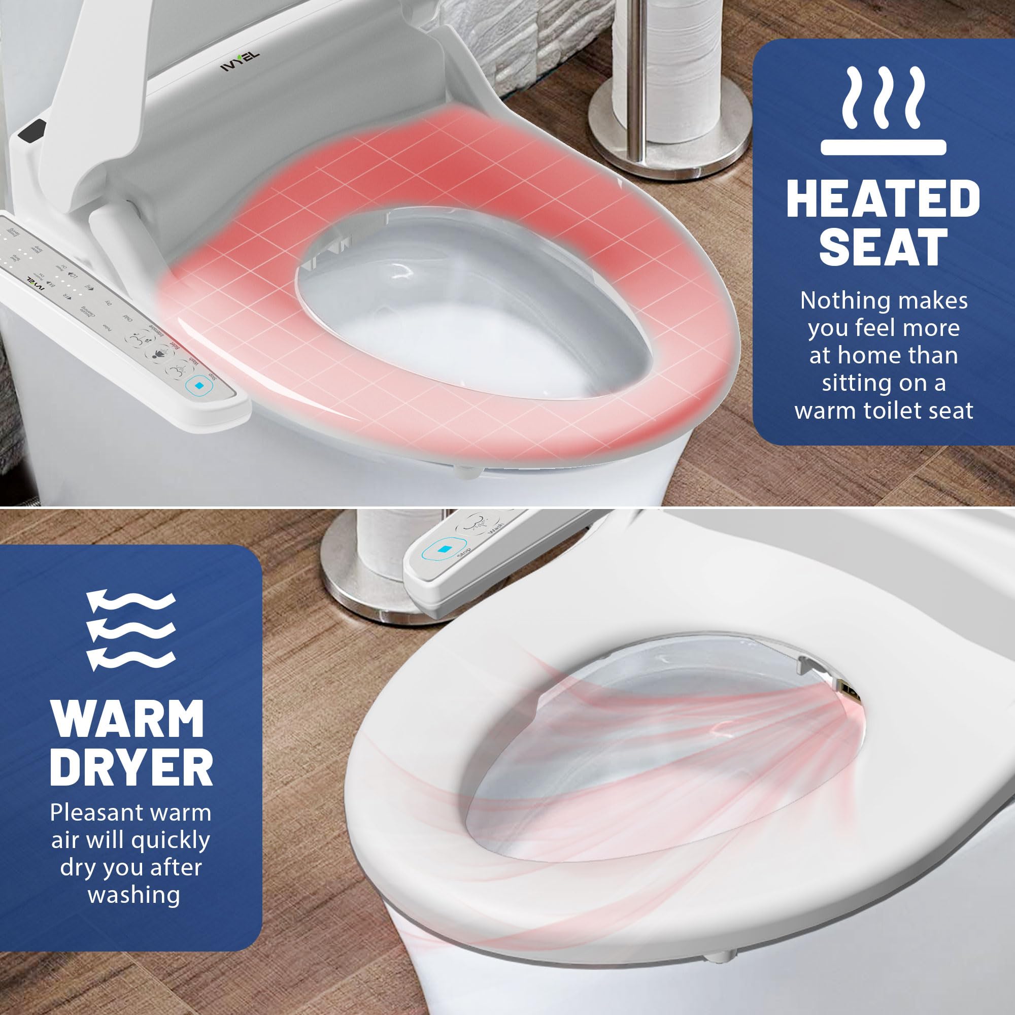 Premium GL-3 Smart Electric Bidet Toilet Seat - Elongated Toilet Compatible with Stainless Steel Self-Cleaning Nozzle, Warm Water, Heated Seat, Air Dryer & Intensive Wash - Perfect for Modern Bathrooms & Luxury Home Upgrades