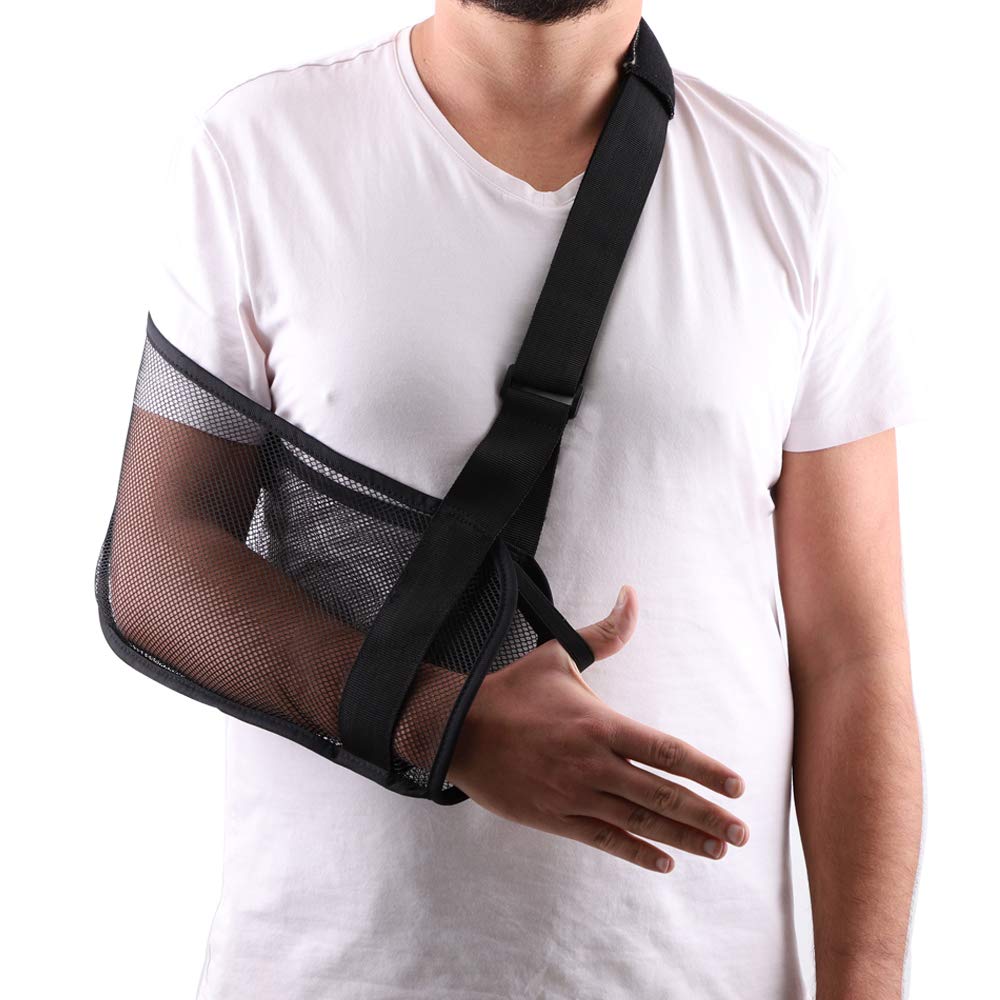 Post-Surgery Shoulder Sling for Rotator Cuff Recovery - Adjustable Mesh Arm Support Brace for Men & Women (Black) - Ideal for Showering, Bathing & Daily Mobility After Shoulder Surgery