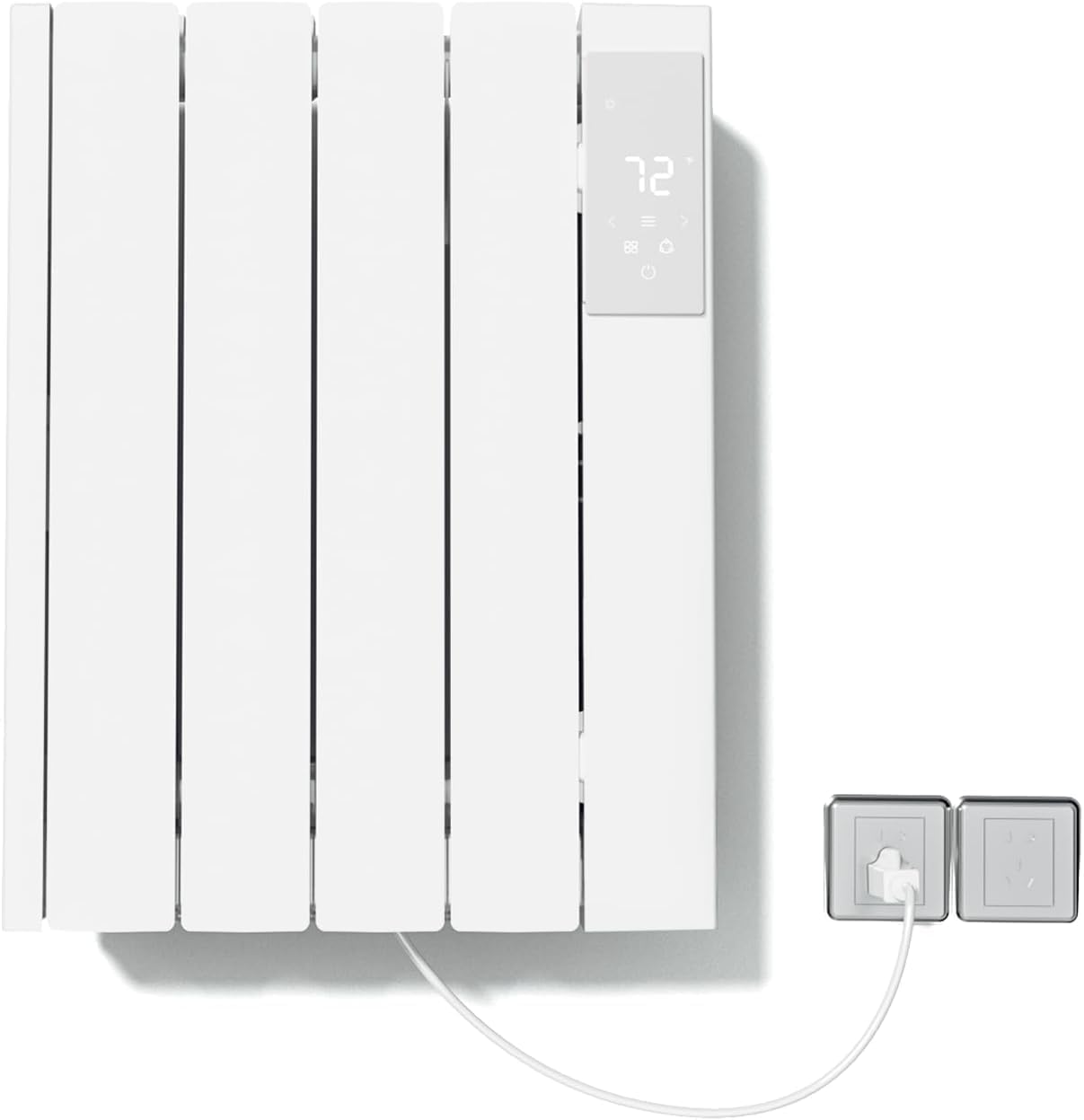 BREEZEHEAT 800W White Electric Panel Heater - Ultra Quiet Wall Mount or Freestanding Space Heater with Digital Display, 24H Timer & Adjustable Thermostat - Perfect for Bedroom, Office & Indoor Heating