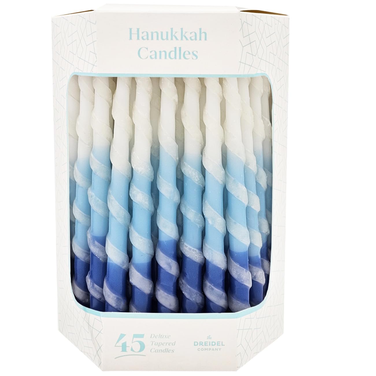Deluxe Twisted Blue & White Hanukkah Menorah Candles - 8 Nights Chanukah Set (Single) | The Dreidel Company | Perfect for Home Celebration & Jewish Holiday Decor