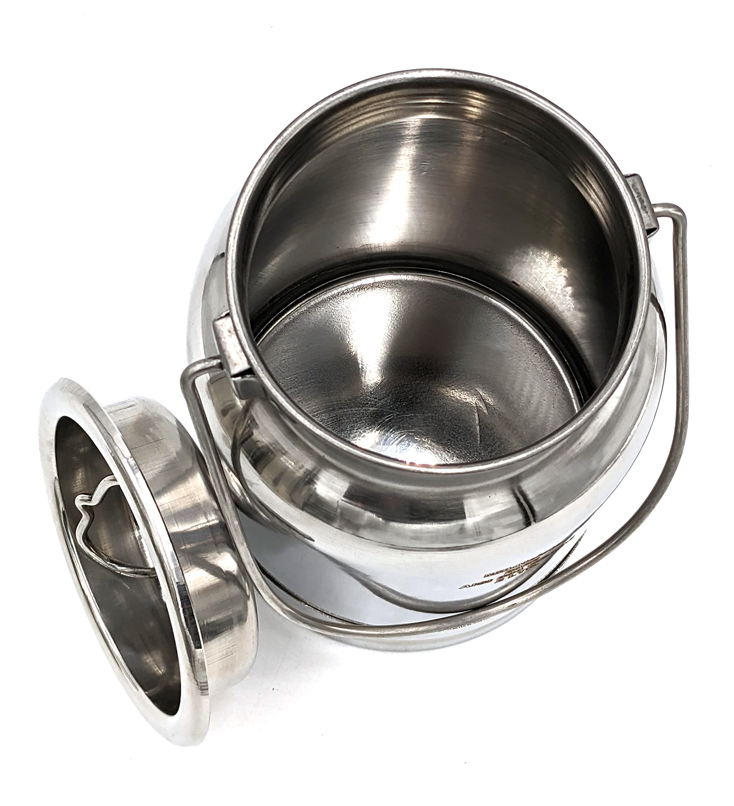 15 Qt Stainless Steel Milk Can Tote with Lid & Handle - 4 Gallon Capacity for Farm, Restaurant & Commercial Kitchen Use