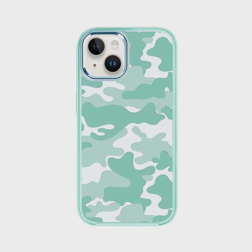 iPhone 15 Plus Case with MagSafe - Teal Camo Design Protective Cover | Slim Fit Shockproof Phone Case for Everyday Use, Travel & Outdoor Activities