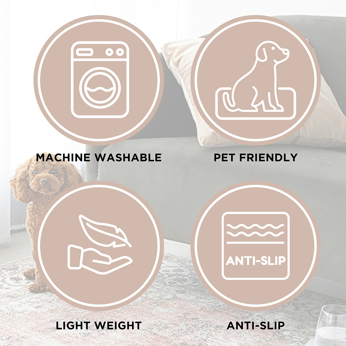 Soft Washable Round Area Rug - Non-Slip Bubble Design for Living Room, Bedroom & Nursery - Machine Washable Home Decor