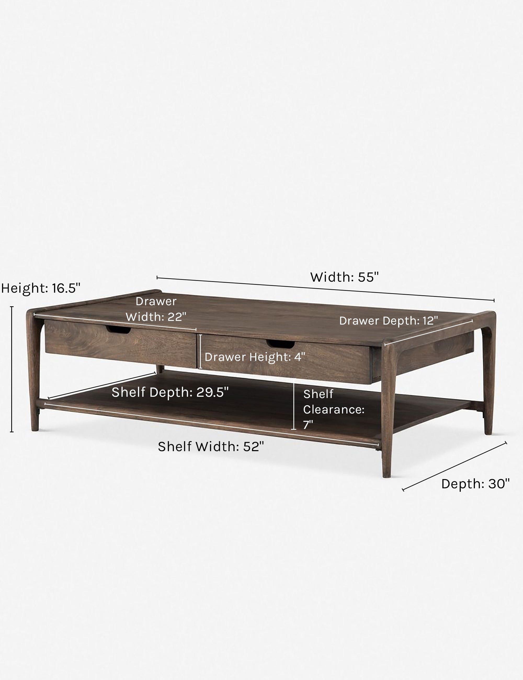 Chaya Modern Coffee Table - Stylish Mid-Century Design with Storage Shelf for Living Room, Lounge & Office - Durable Wooden Accent Table for Home Decor