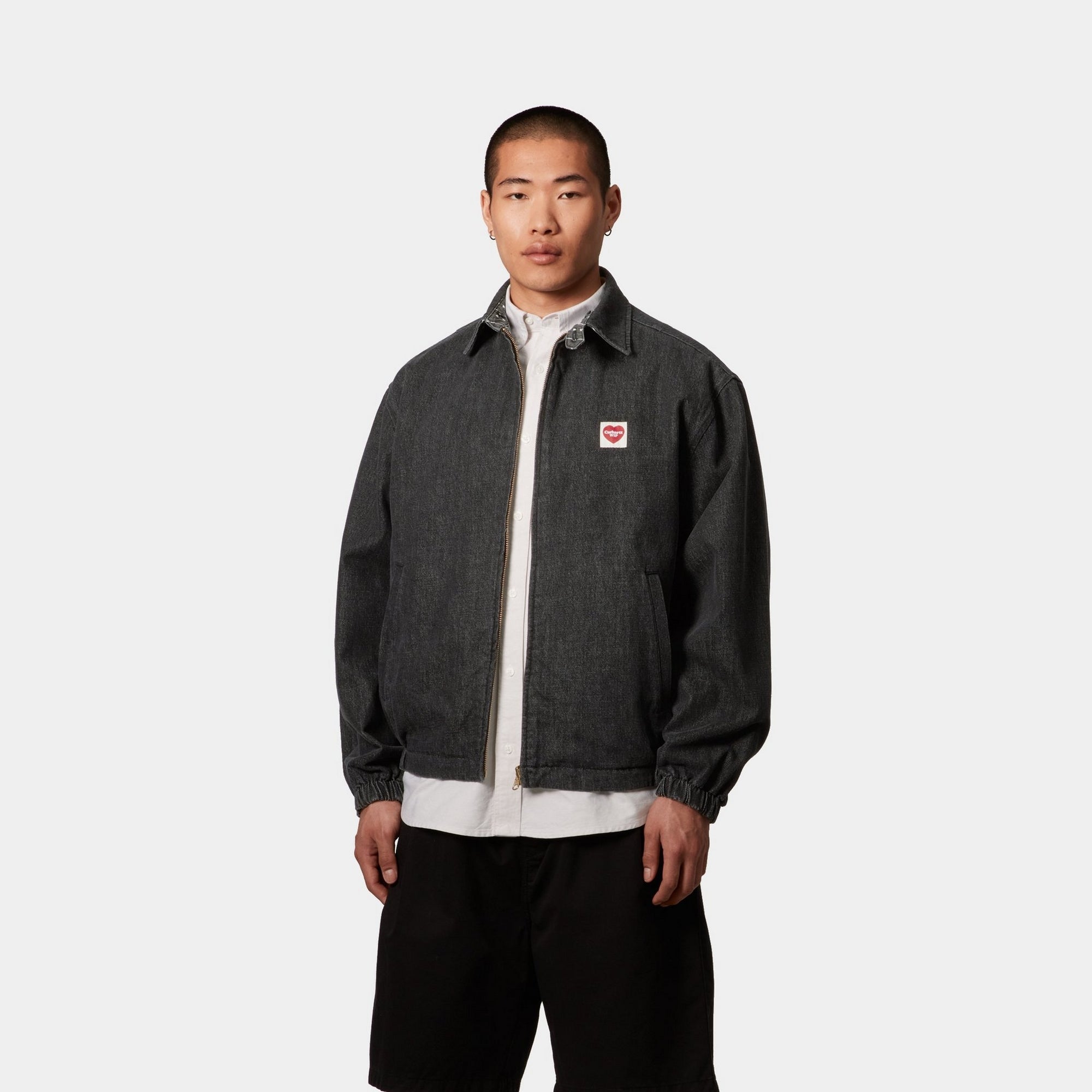 Hudson Reversible Jacket for Men & Women - Black Stone Washed & Heart Pinstripe Design | Lightweight Water-Resistant Outerwear for Hiking, Travel & Everyday Wear