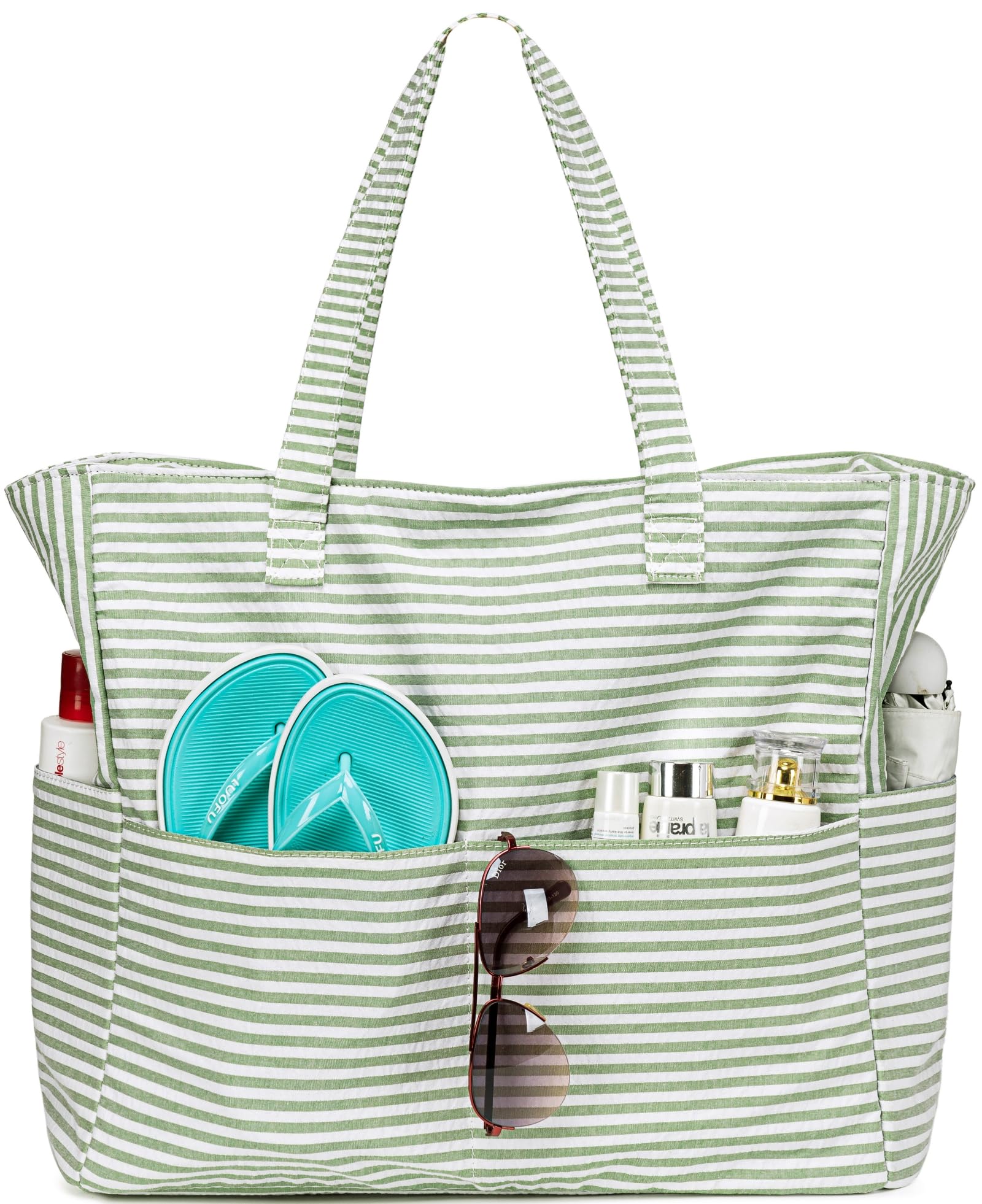 LEDAOU Large Waterproof Beach Tote Bag for Women - Sandproof Zippered Pool & Gym Bag with Wet Pocket - Perfect for Beach, Travel, Grocery Shopping & Outdoor Activities