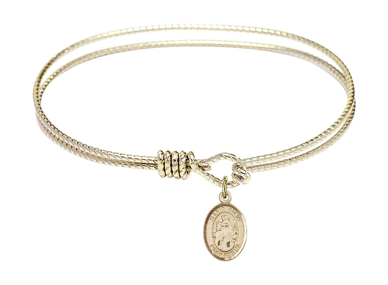 F A Dumont 7 1/4 Inch Oval Eye Hook Bangle Bracelet with Maria Stein Charm - Elegant Jewelry for Women, Perfect for Parties, Weddings & Everyday Wear
