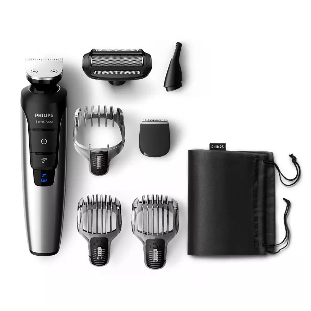 PHILIPS Multigroom Series 7000 7-in-1 Lithium Ion Cordless Body & Beard Trimmer Kit - Refurbished with Home Essentials Warranty (Model QG3398) | Perfect for Men's Grooming, Travel & Full Body Hair Care