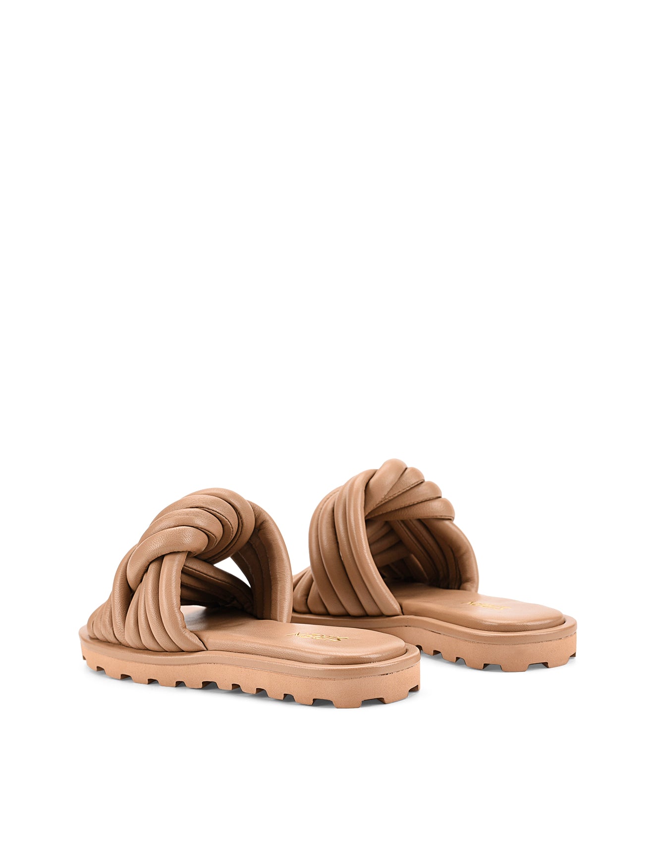 Weston Comfortable Leather Slides for Men & Women - Almond Tan Footbed Sandals - Perfect for Beach, Pool, and Summer Casual Wear