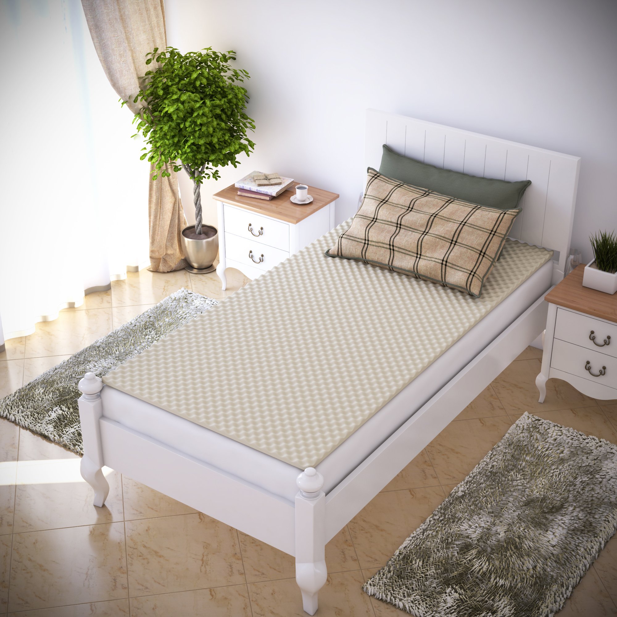 Egg Crate Mattress Topper Twin XL - Cooling Memory Foam Mattress Pad for Pressure Relief & Pain Relief | Perfect for Dorm Beds, Hospital Beds, Camping Cots & RV Mattresses | Breathable & Hypoallergenic Design for Better Sleep