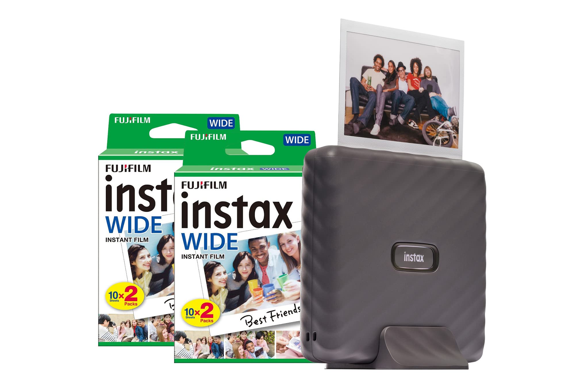 Fujifilm Instax Link Wide Instant Film Printer with 40 Shots - Mocha Gray | Print Photos from Phone, Share Memories at Parties & Travel
