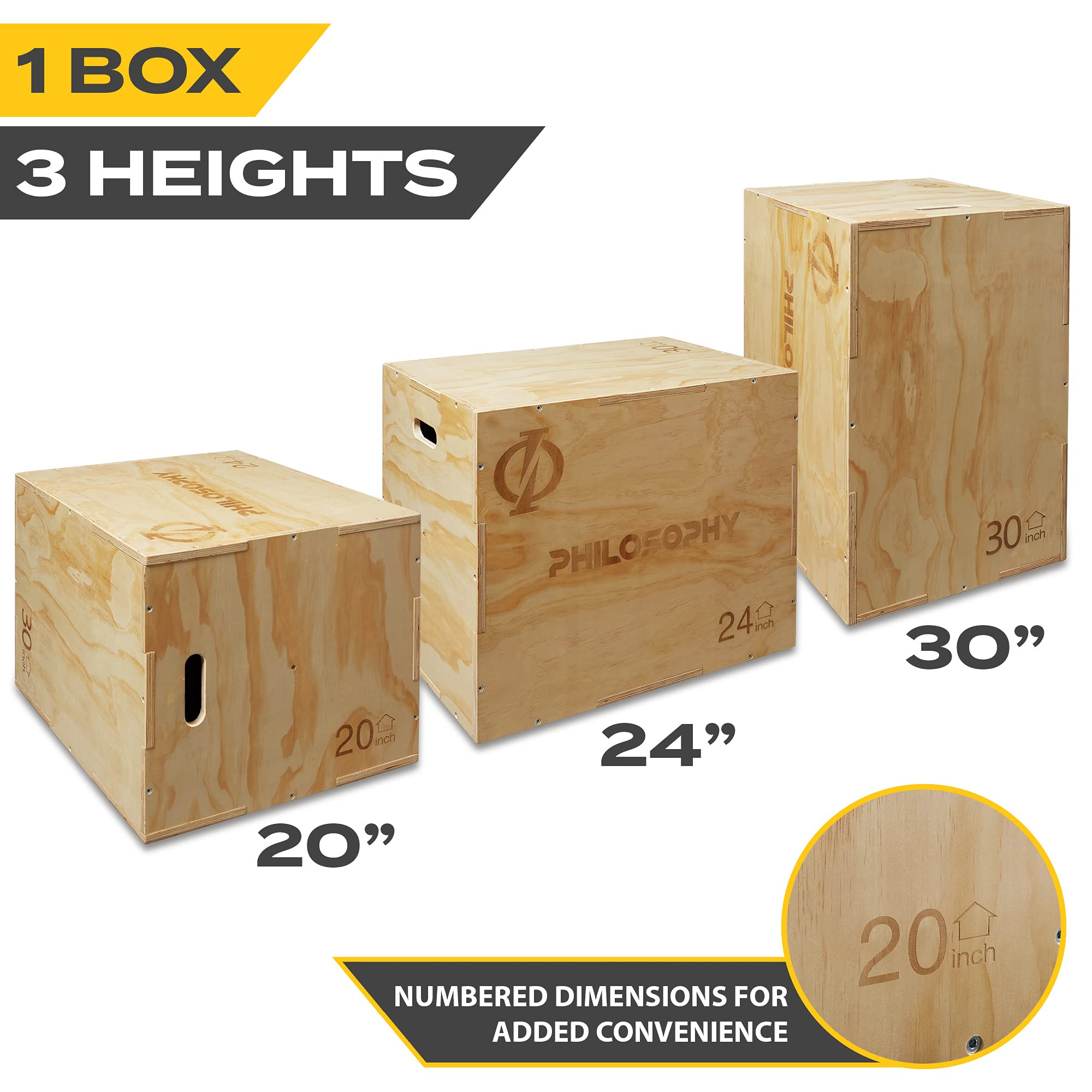 Premium 3-in-1 Wooden Plyometric Box - Adjustable Jumping Plyo Box for CrossFit, HIIT & Home Workouts - Ideal for Strength Training, Cardio & Fitness Conditioning