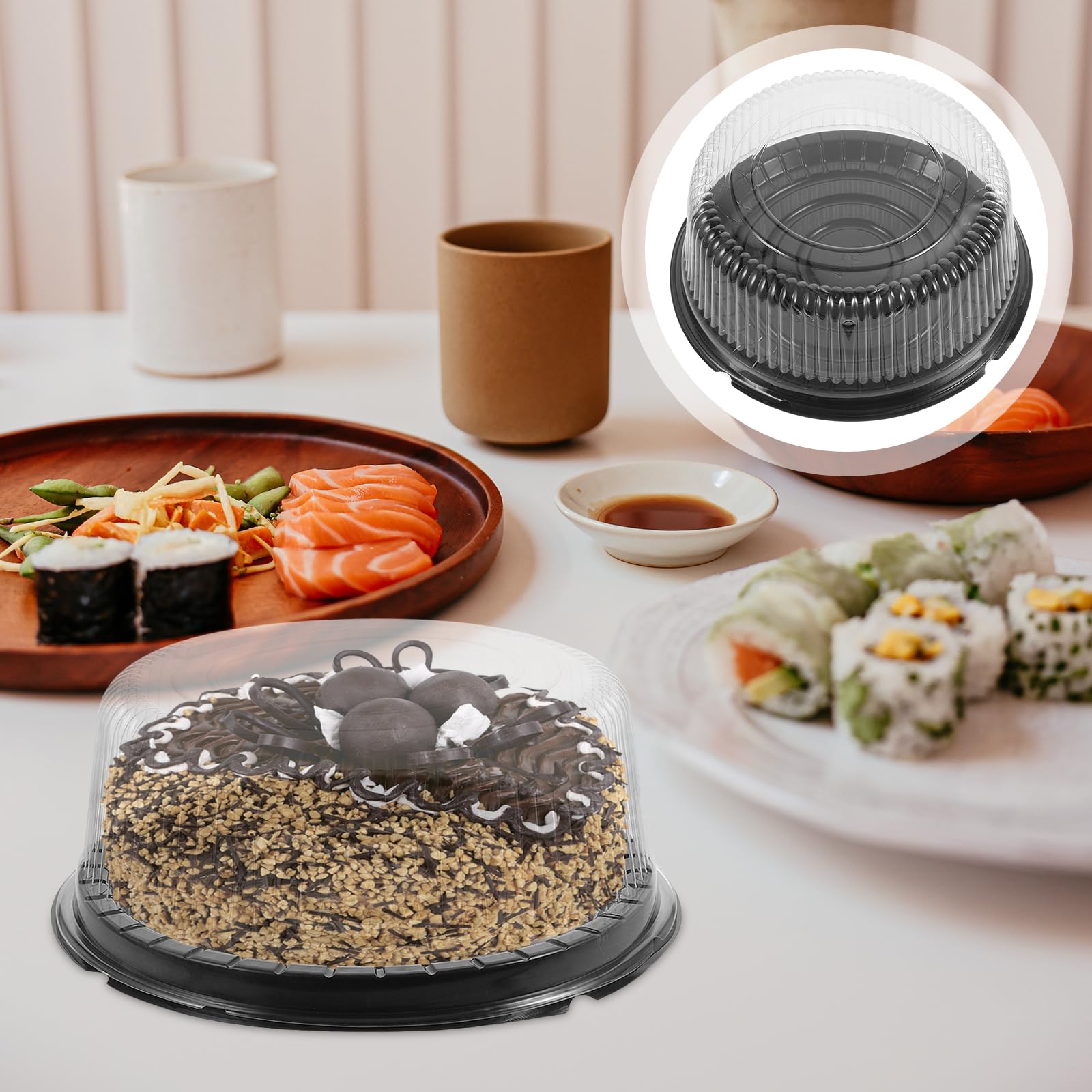 10-Pack 8-Inch Round Disposable Cake Containers with Dome Lids & Cake Boards - Perfect for Mousse Cakes, Pies, Desserts - Ideal for Bakeries, Parties & Catering Events