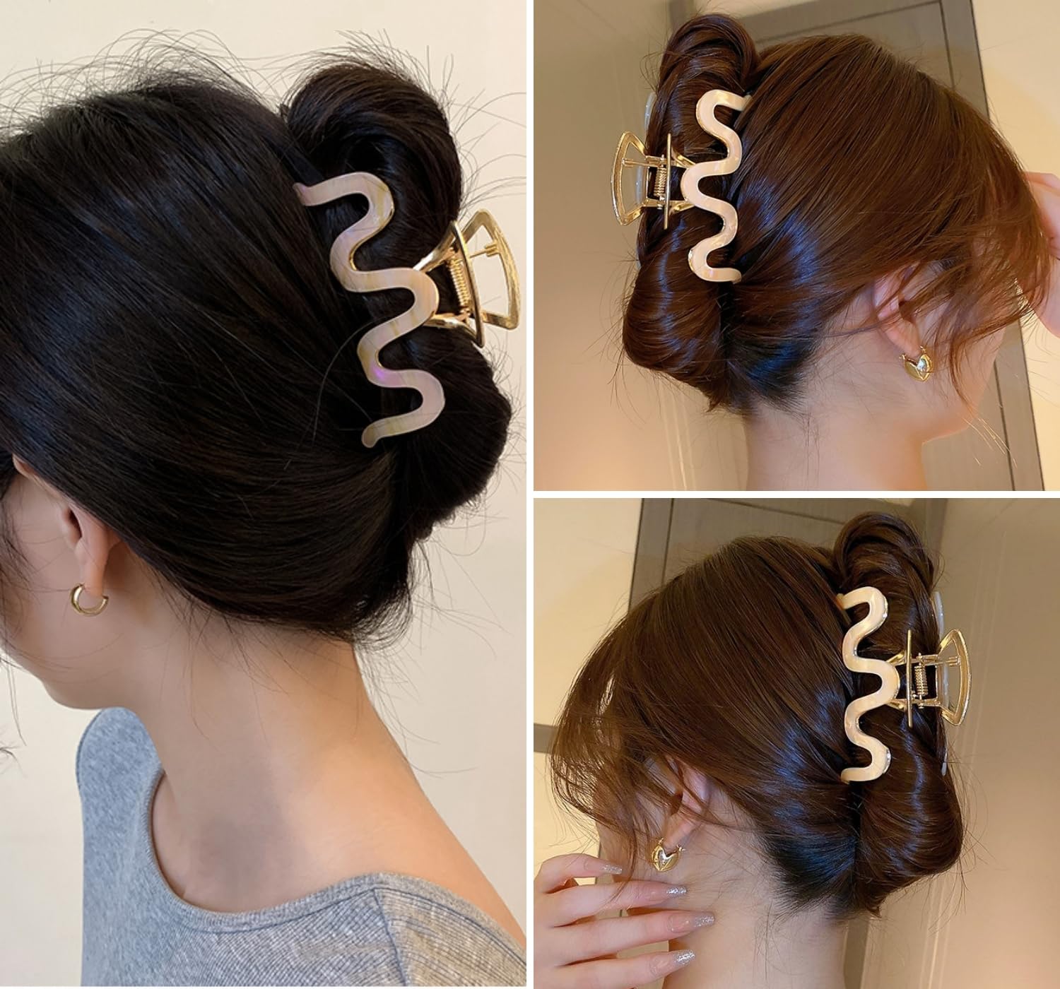 3.5 Inch Metal Hair Claw Clips - Large Tortoise Shell Barrettes for Long, Thick & Thin Hair | Non-Slip Hair Accessories for Women (3pcs) | Perfect for Work, Gym & Everyday Styling