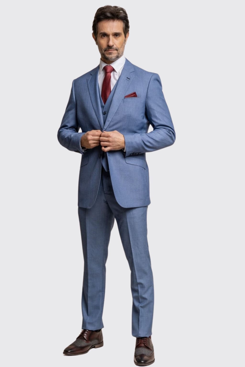 Cavani Blue Jay 3 Piece Sky Blue Suit for Men - Premium Slim Fit Wedding, Prom & Business Suits - Perfect for Formal Events & Special Occasions