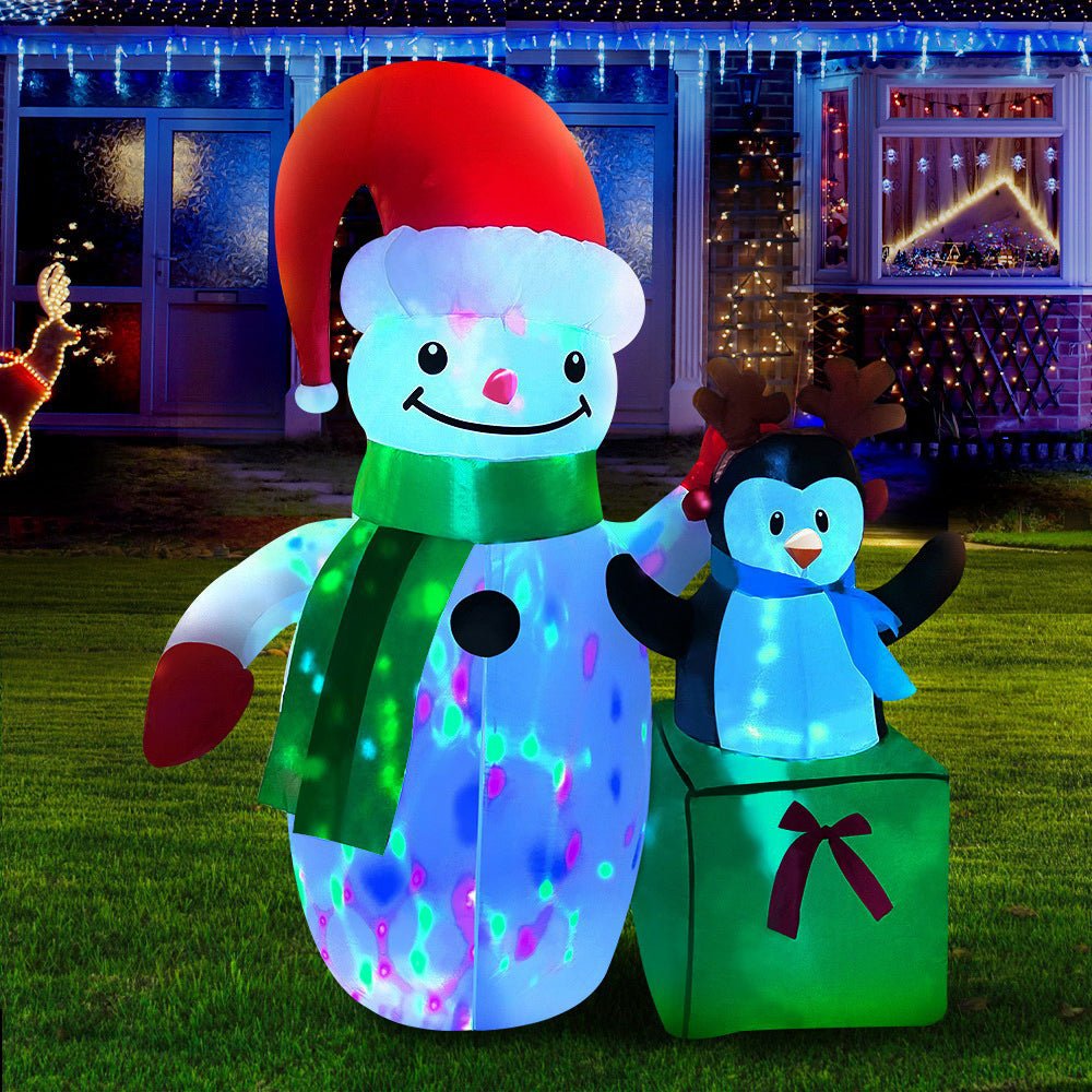 2.4M Inflatable Snowman with LED Lights - Outdoor Christmas Decorations for Yard, Garden & Holiday Party Decor
