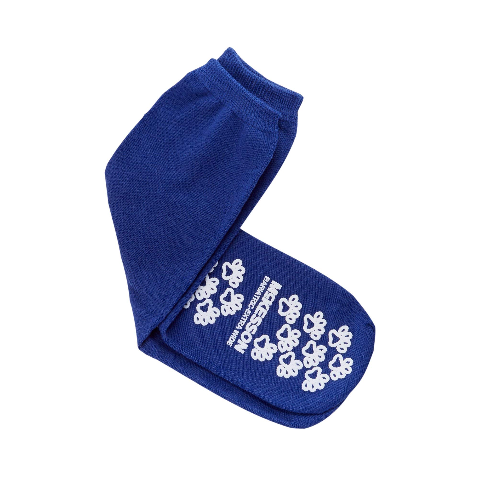 McKesson Non-Slip Terry Slipper Socks for Adults - Royal Blue, Size 12 & Up (96 Pairs) - Cozy Hospital & Home Footwear for Patients & Seniors