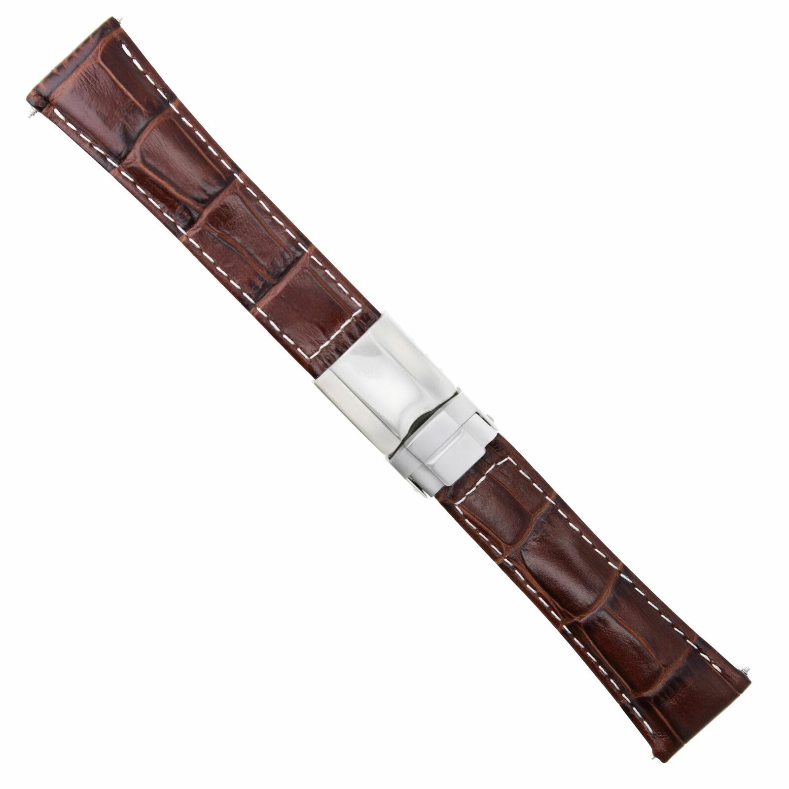 Ewatchparts Genuine Leather Watch Band Strap for Rolex Daytona 116518 116519 - Light Brown with White Stitching & Short Clasp | Premium Replacement Watch Accessory for Men's Luxury Watches | Perfect for Business, Casual Wear & Special Occasions